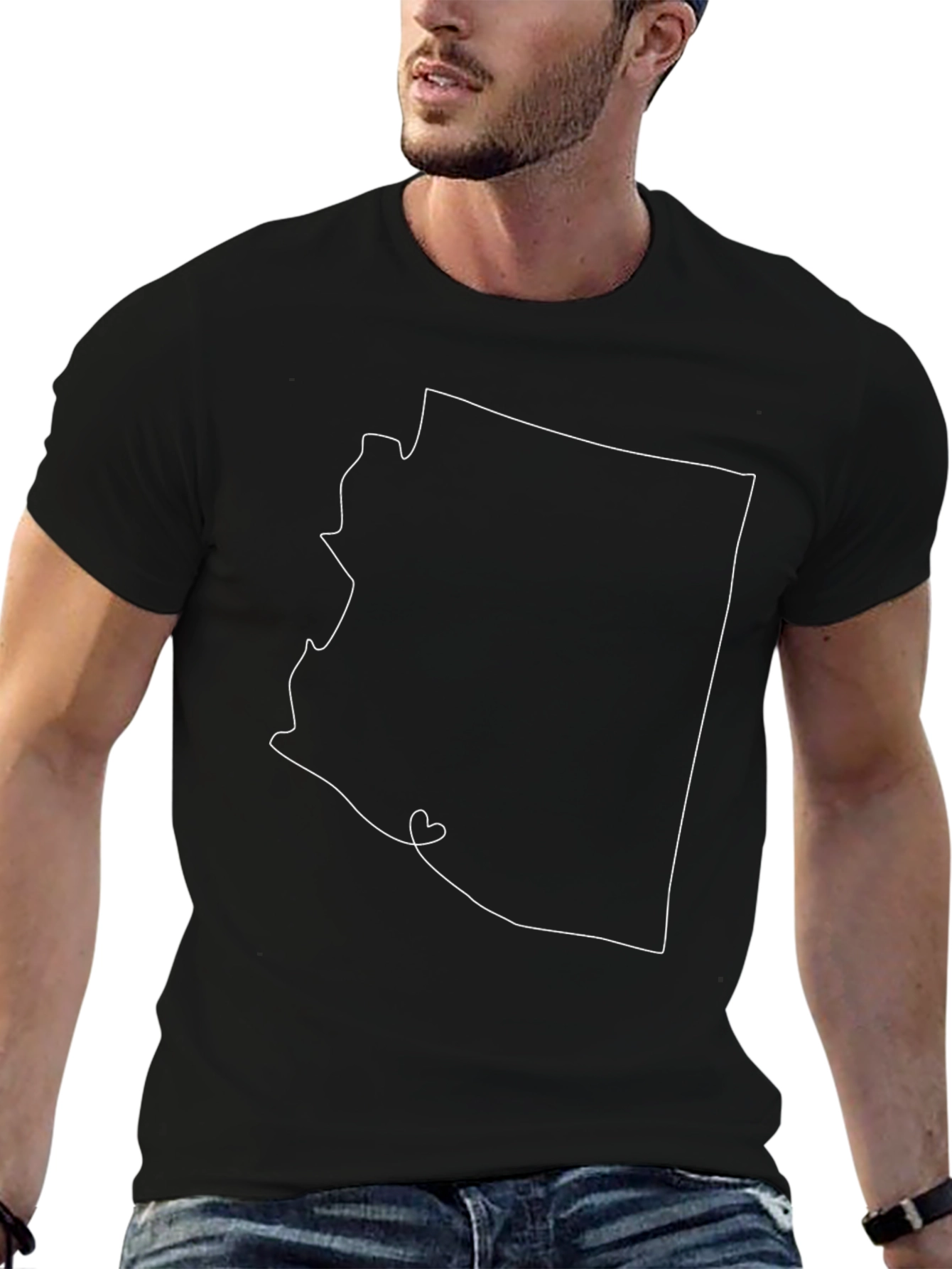 Arizona State Outline Heart T-Shirt - Black