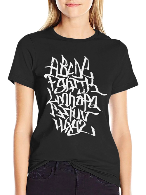 Abstract Alphabet Graphic Tee - Black
