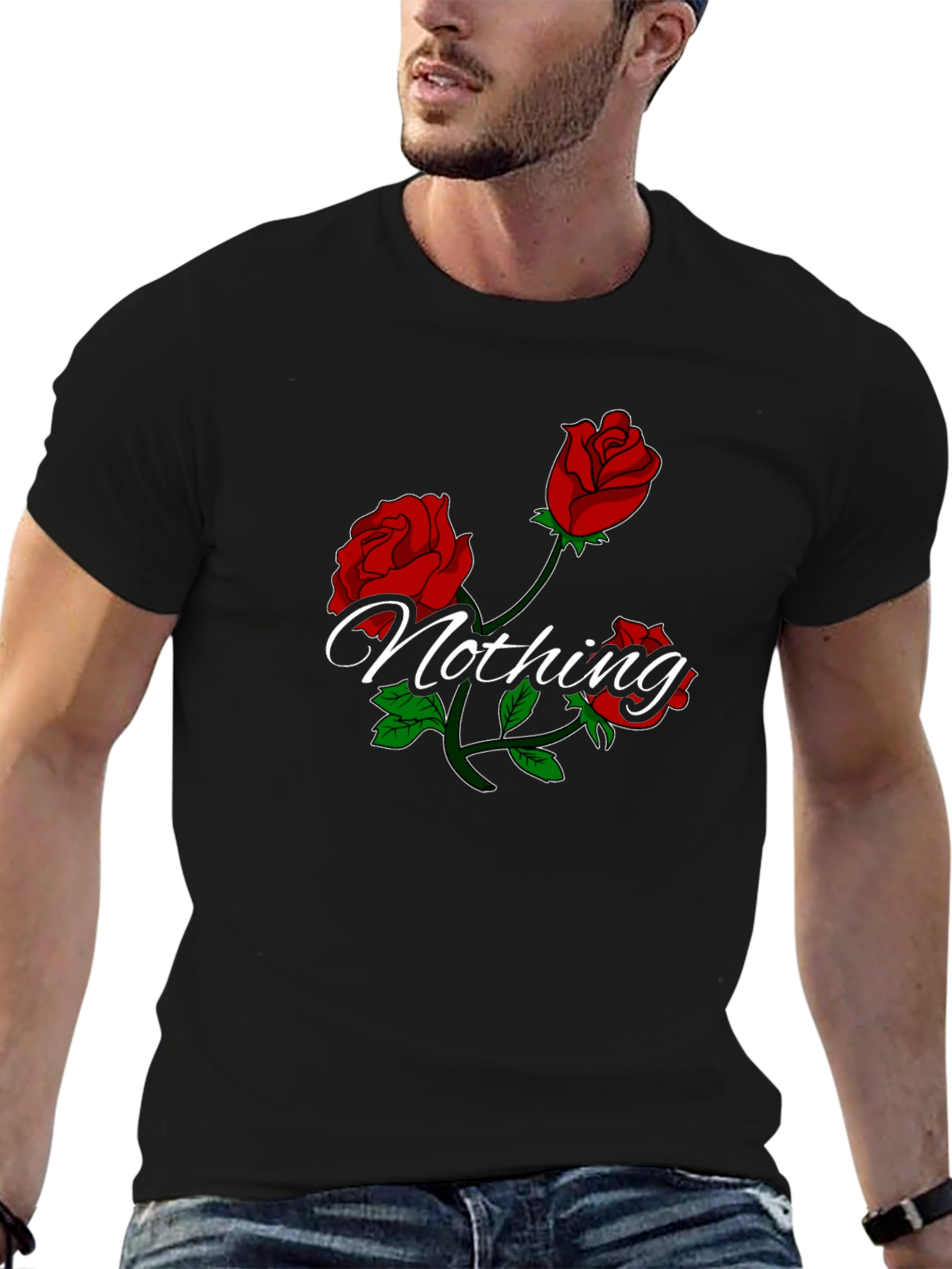 Roses Nothing Graphic Black T-Shirt