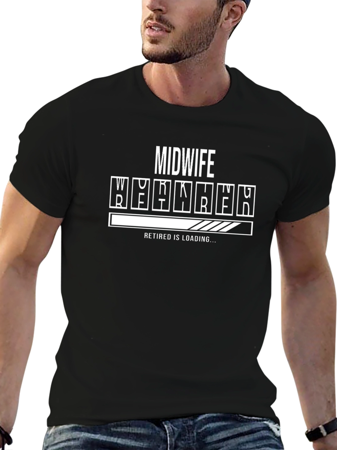 Midwife Retired Is Loading Black T-Shirt
