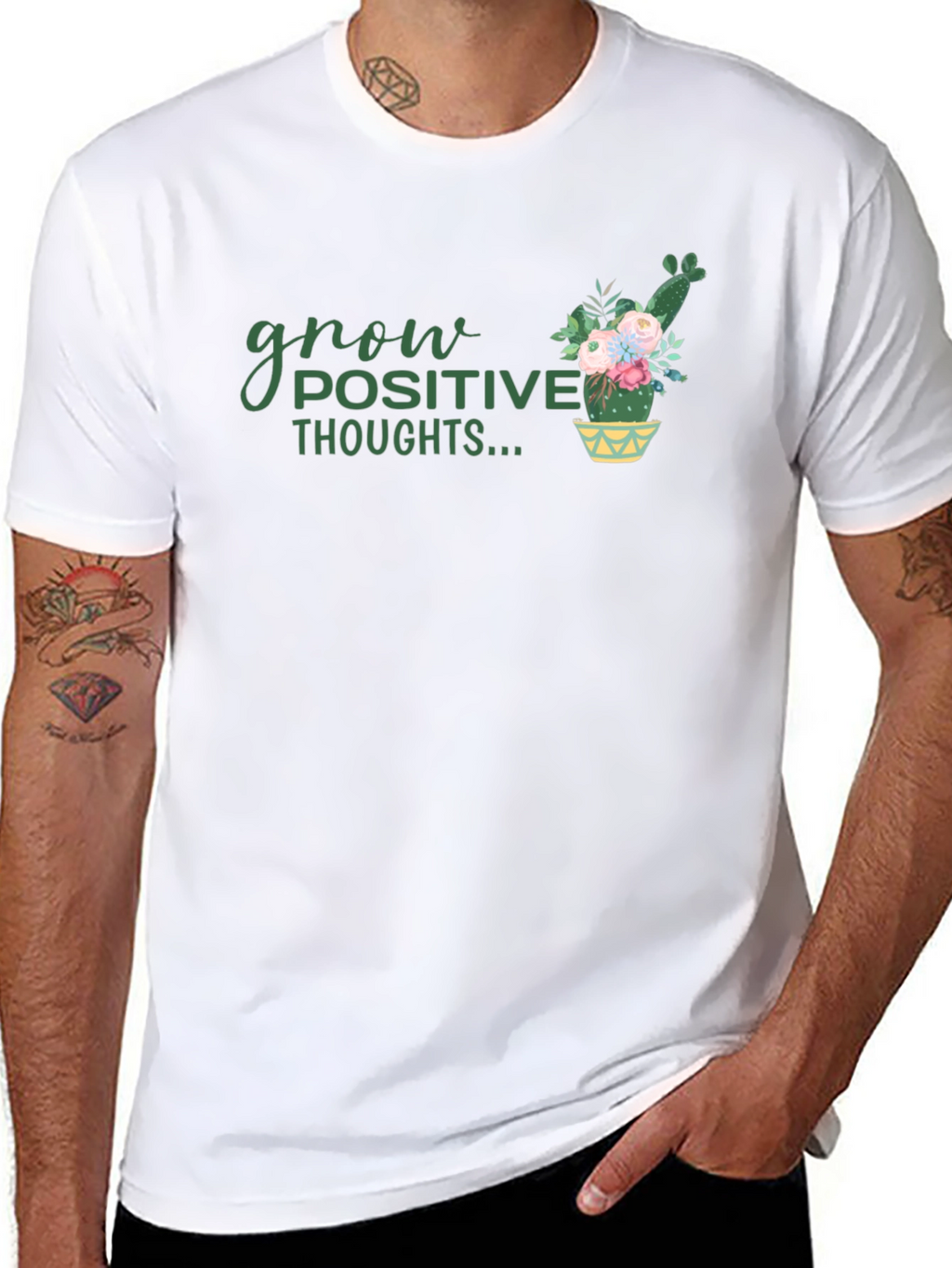 Grow Positive Thoughts Black Graphic Tee