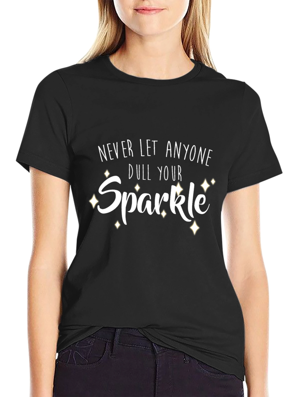 Sparkle Graphic Print Black T-Shirt