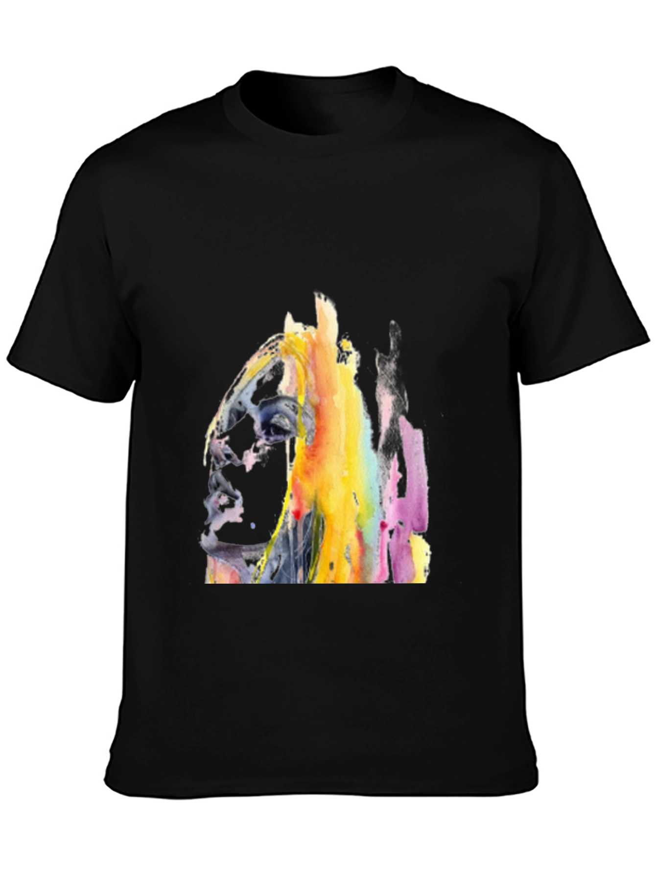 Abstract Watercolor Horse Graphic T-Shirt