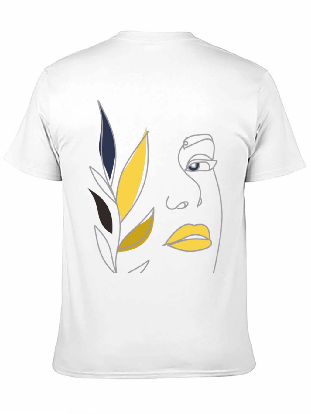 Abstract Face Line Art Black T-Shirt