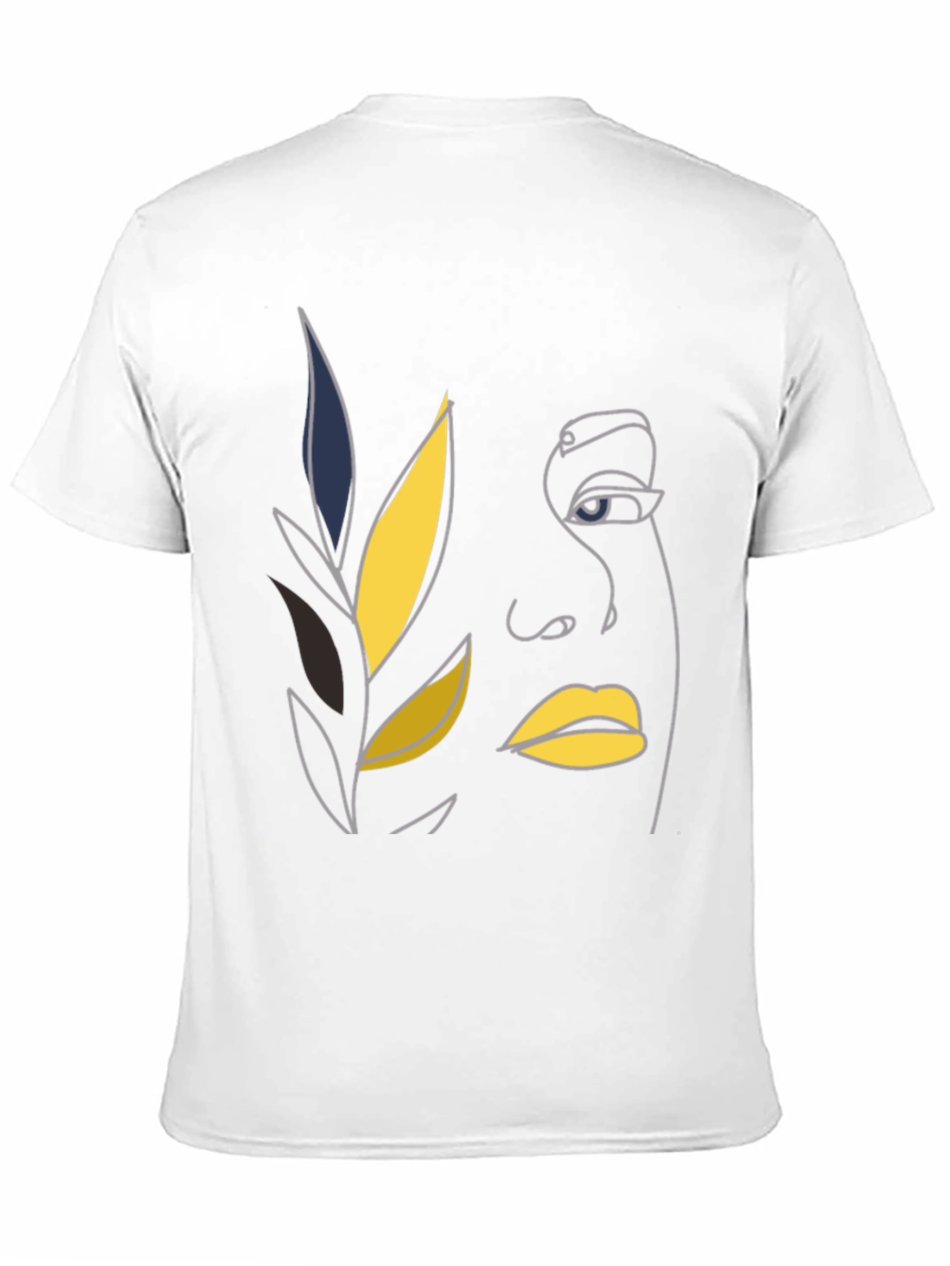 Abstract Face Line Art Black T-Shirt