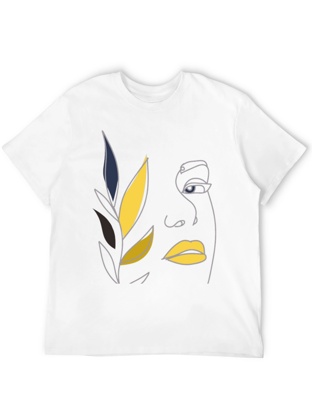 Abstract Face Line Art Black T-Shirt
