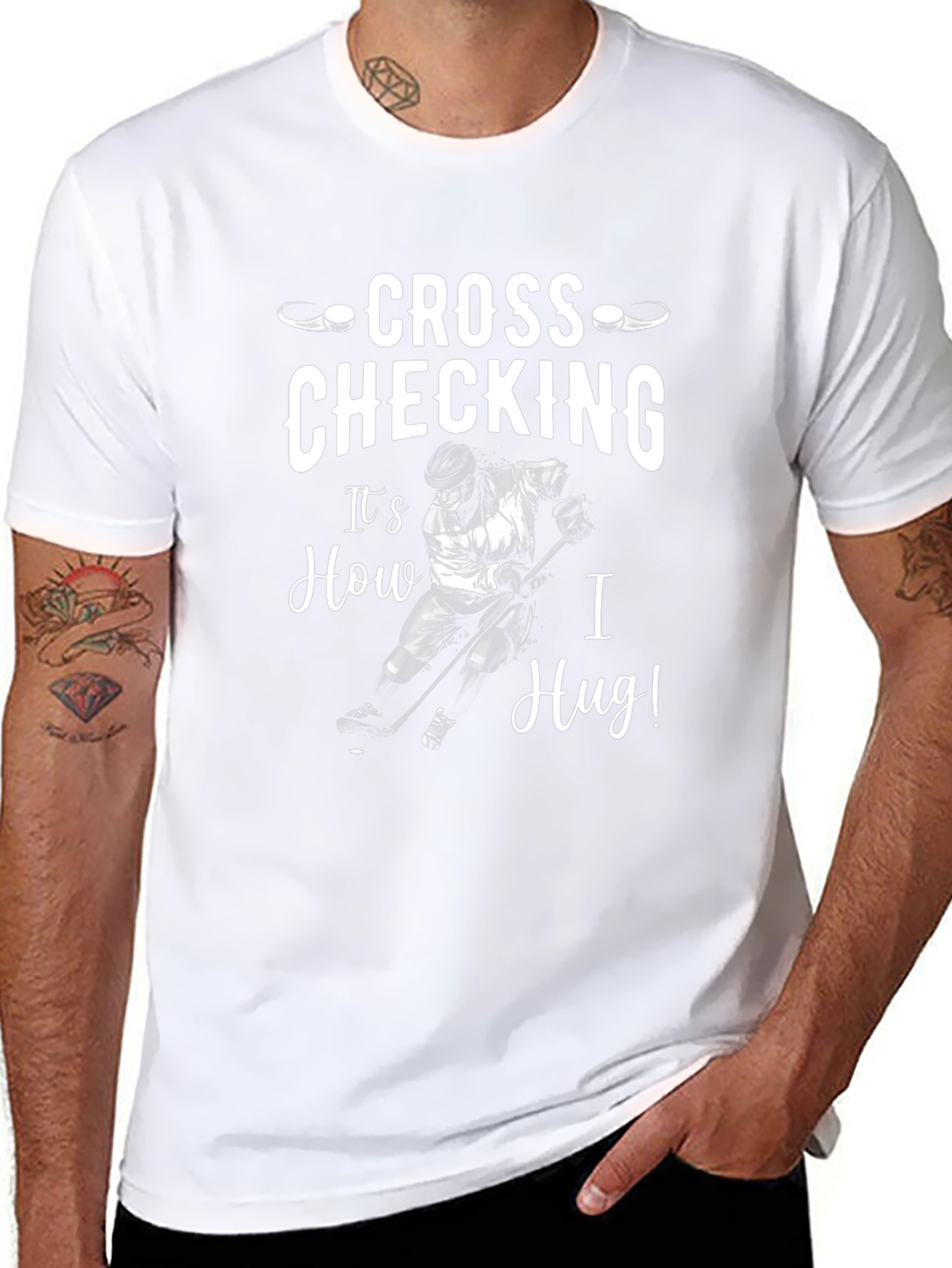 Cross Checking Hockey T-Shirt - Funny Sports Tee