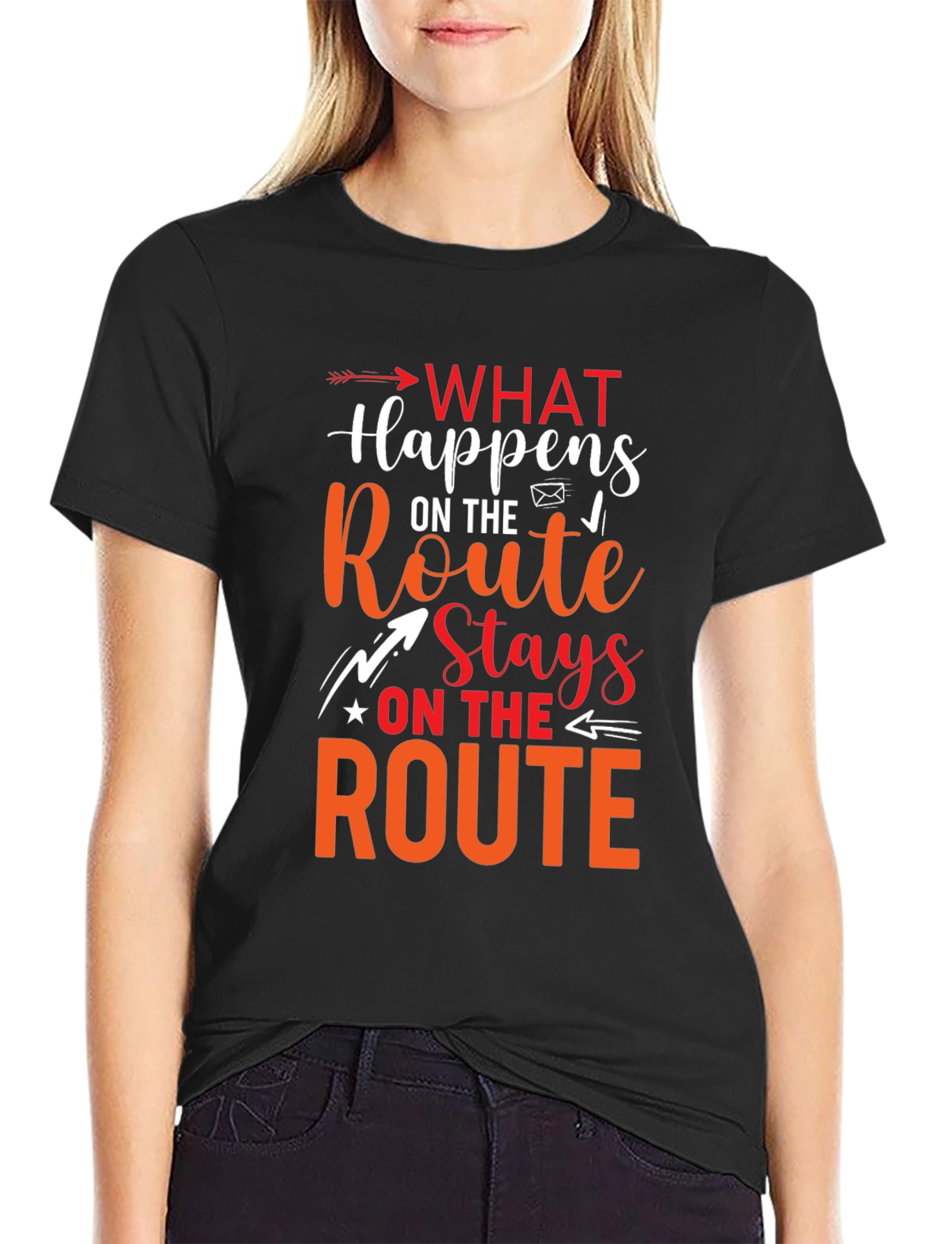 What Happens On The Route Stays Graphic T-Shirt