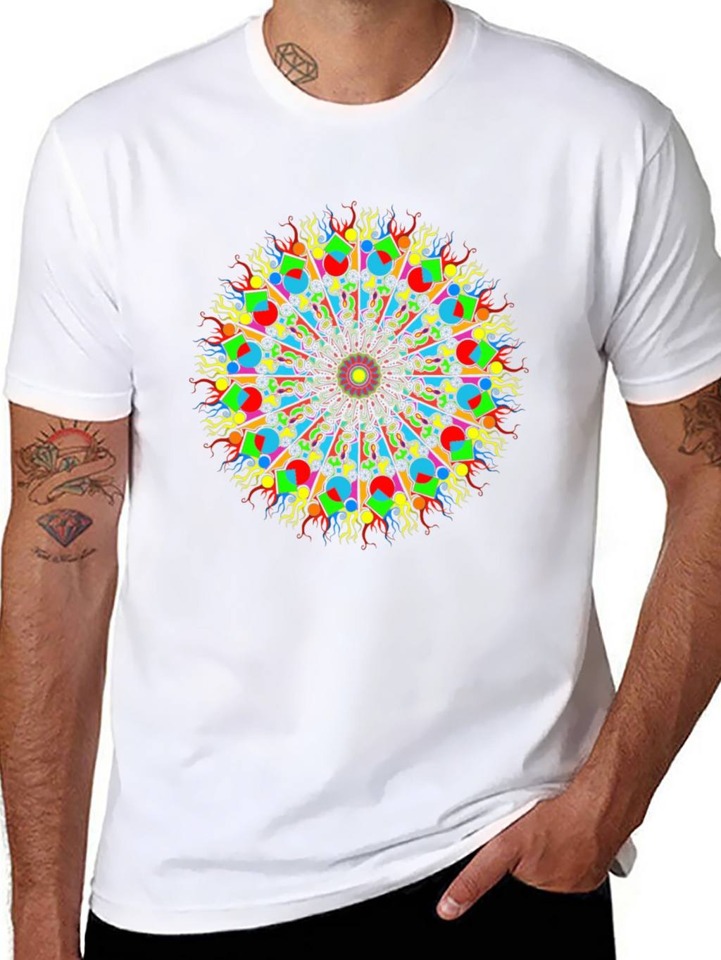 Psychedelic Mandala Graphic Tee - Bold Black T-Shirt