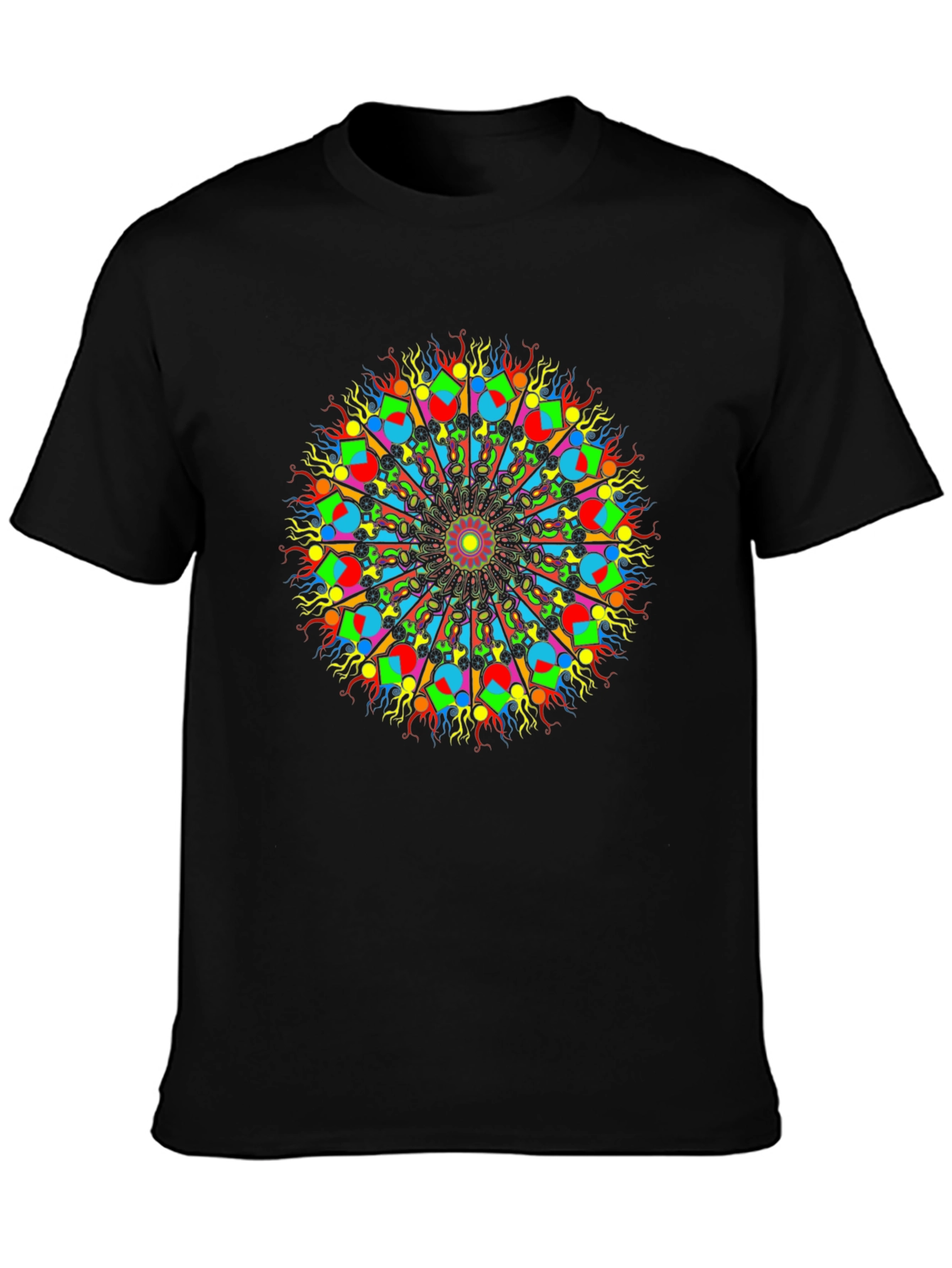 Psychedelic Mandala Graphic Tee - Bold Black T-Shirt