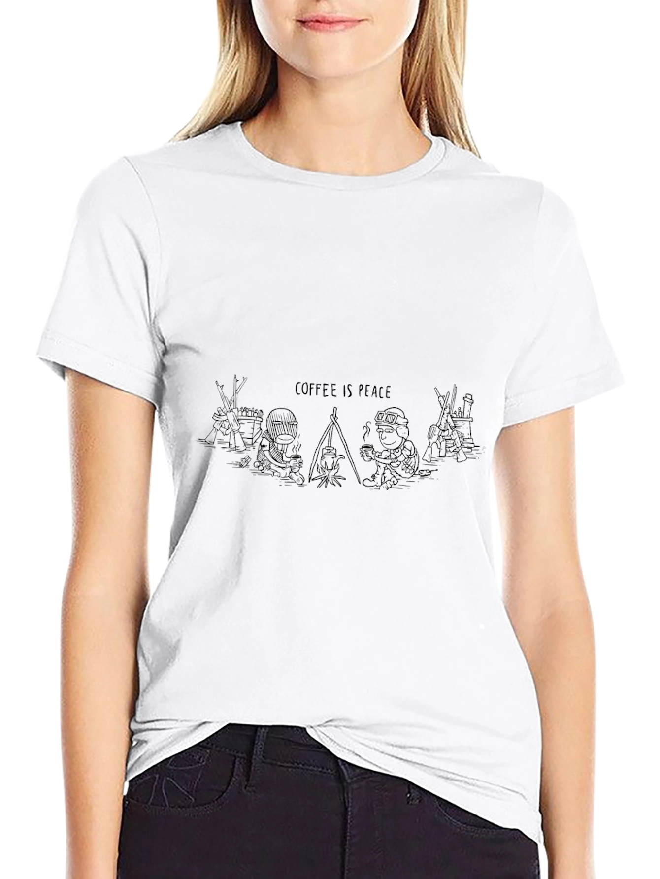 Coffee Is Peace Black T-Shirt