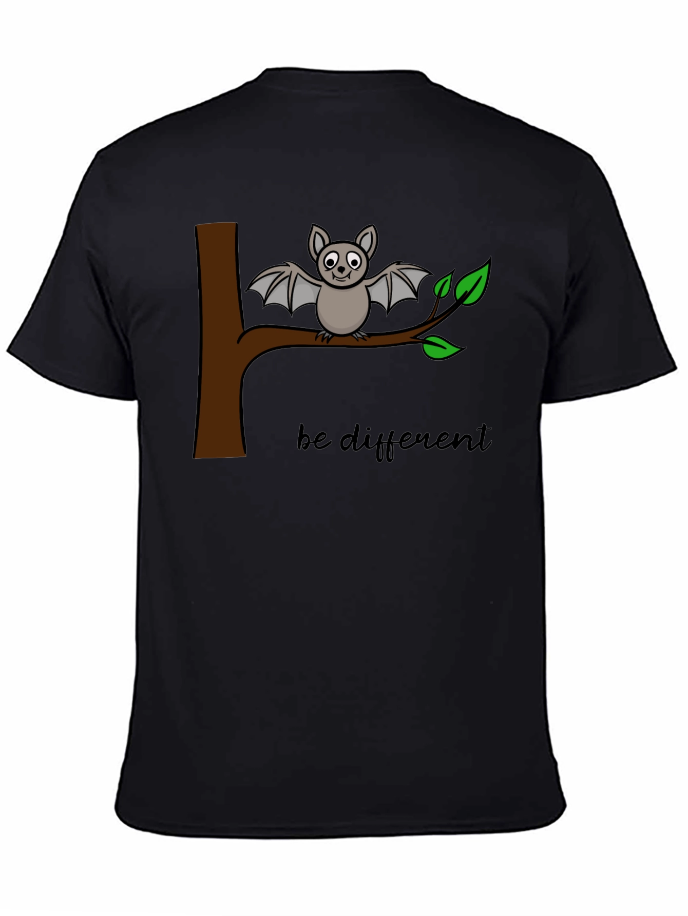 Be Different Bat Graphic Tee - Black Cotton Casual Shirt