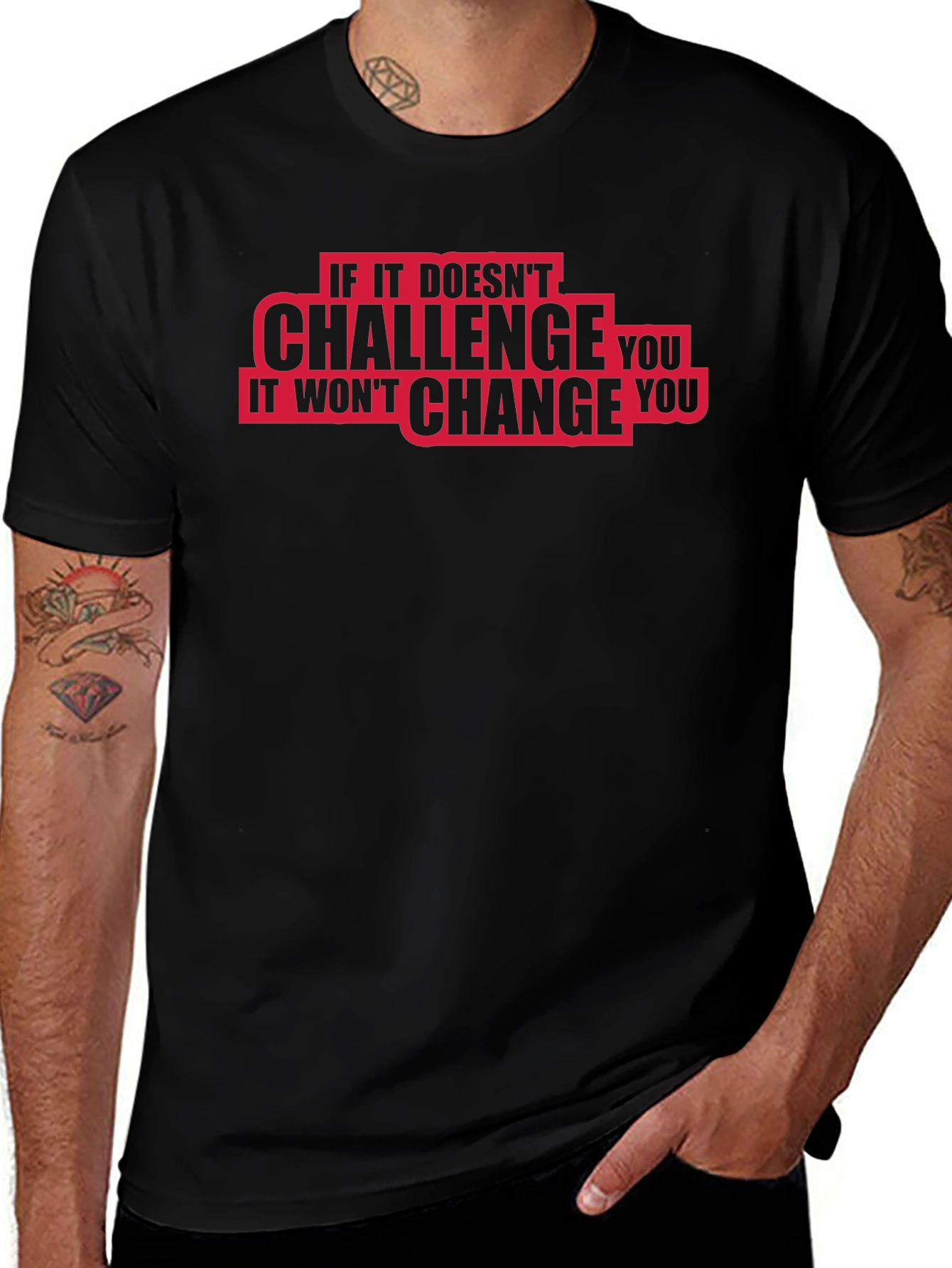 Challenge Change Graphic Tee - Motivational Black T-Shirt