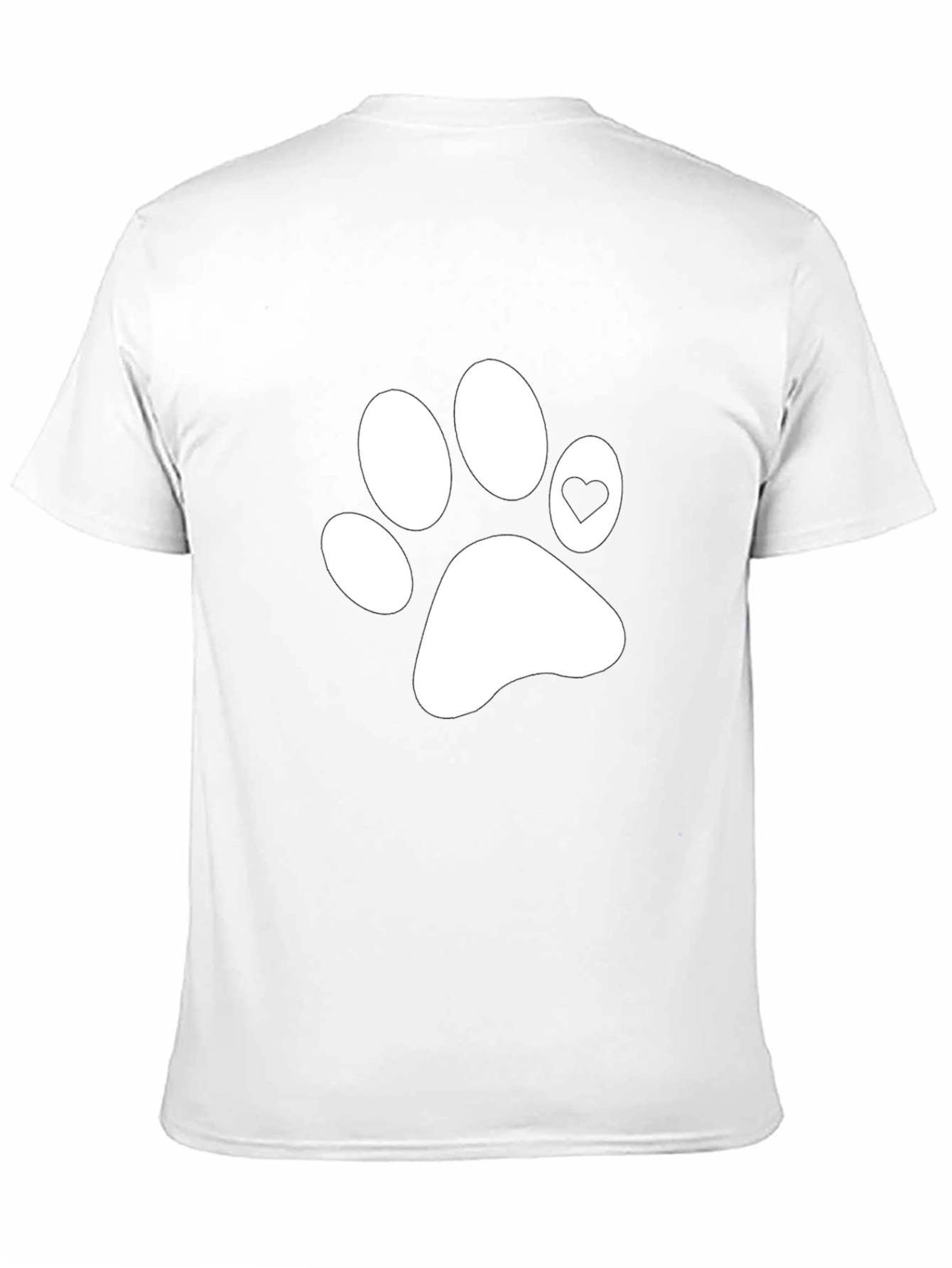 Dog Paw Heart Print T-Shirt - Casual Black Tee