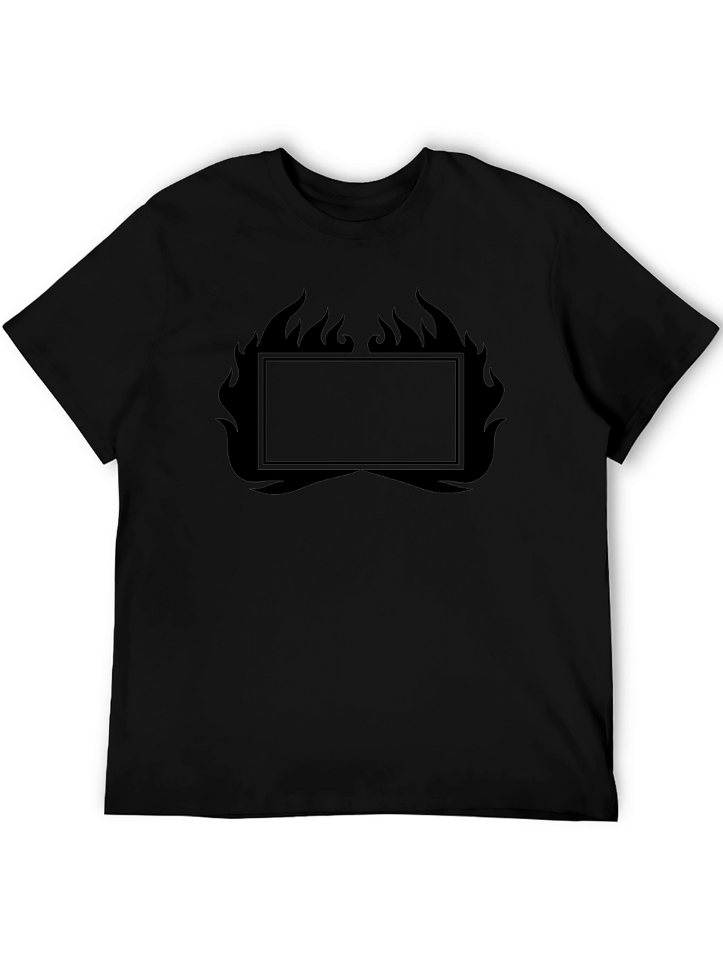 Mens Black Graphic T-Shirt - Flames Design