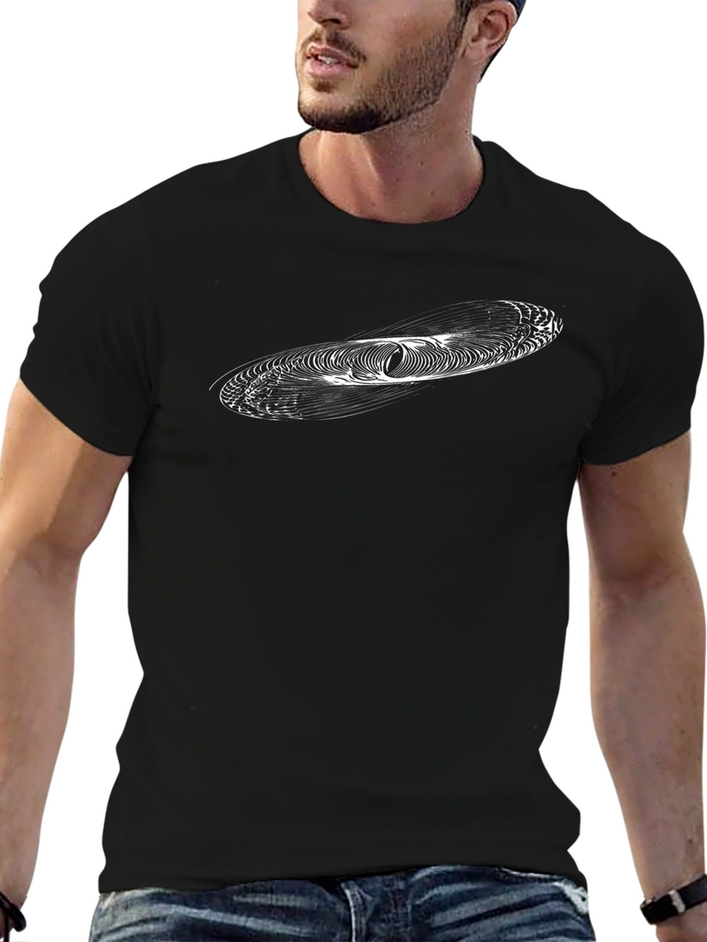 Modern Abstract Graphic Print Black T-Shirt