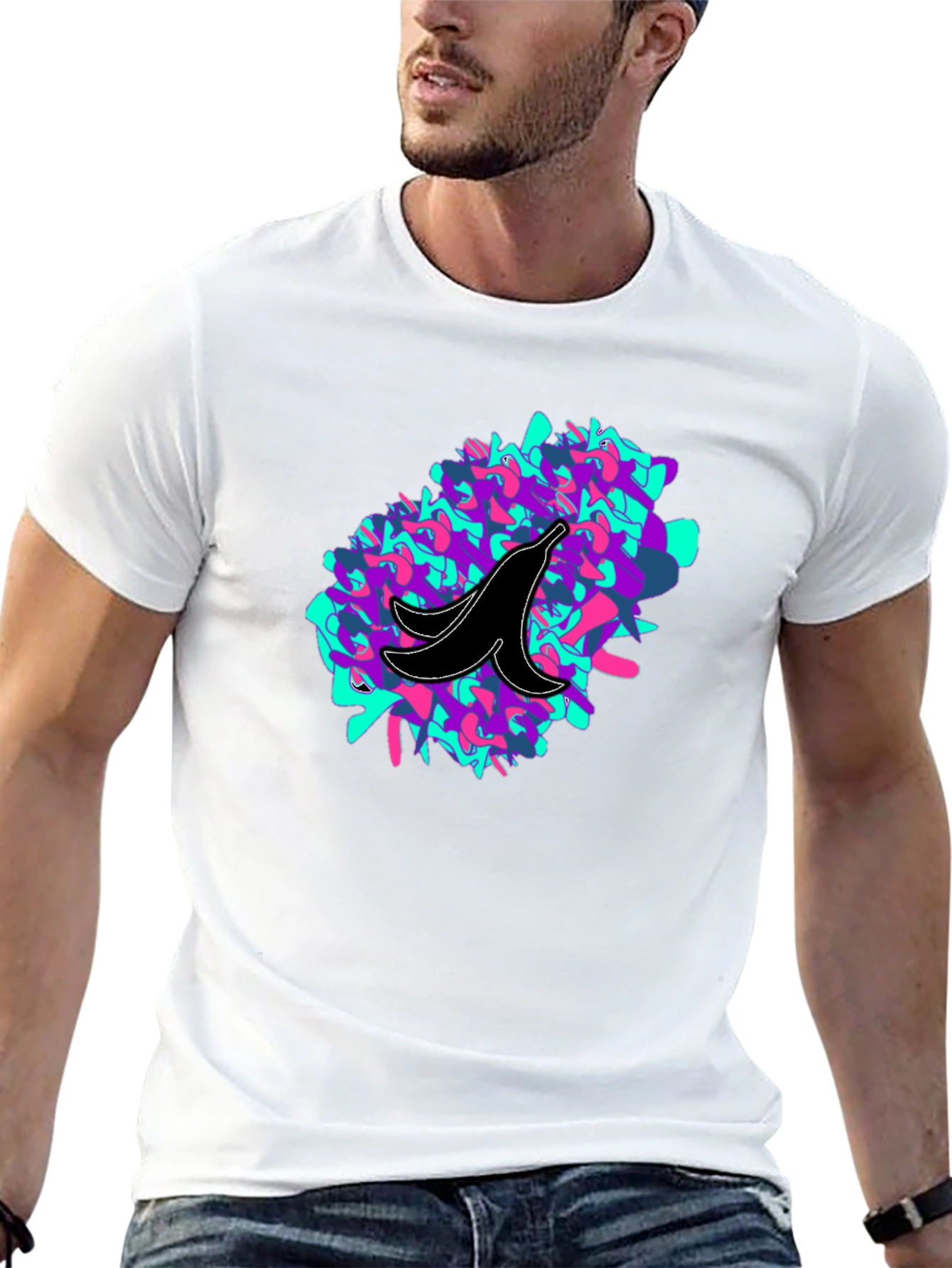 Abstract Banana Peel Graphic Tee - Black Unisex