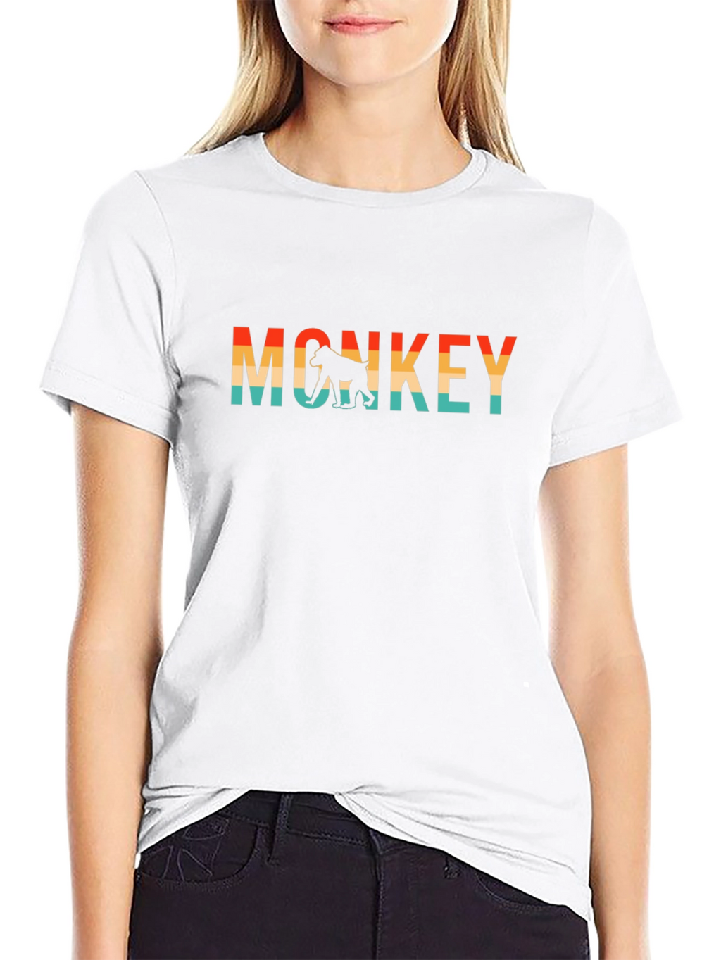 Retro Monkey Graphic T-Shirt - Stylish Crew Neck Tee