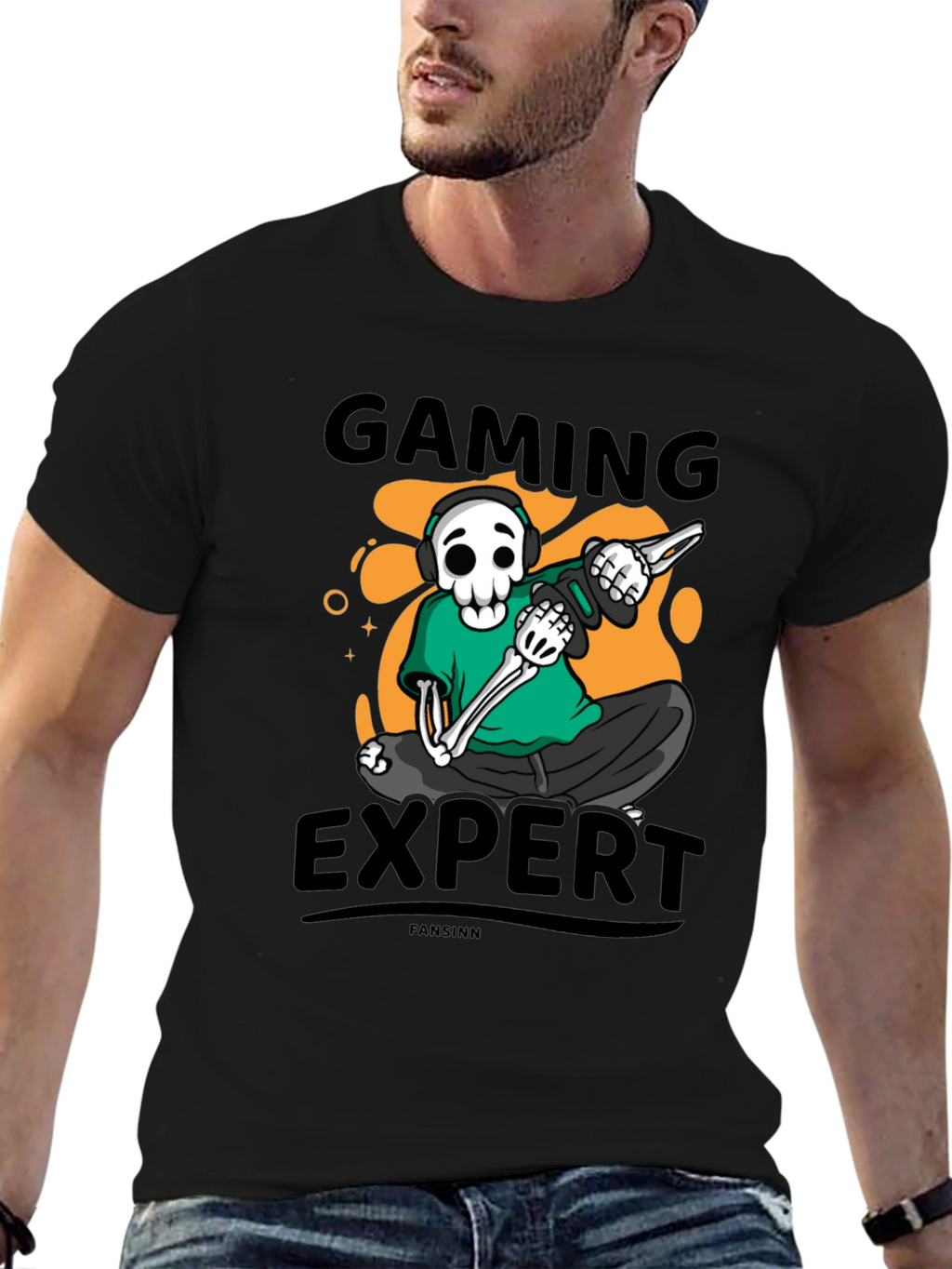 Gaming Expert Skeleton Graphic Tee - Black