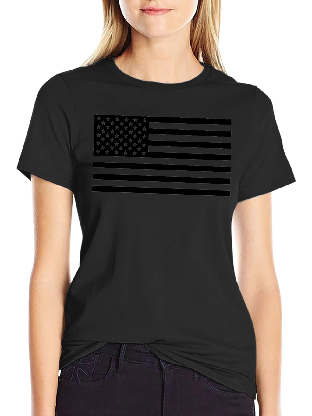 Monochrome American Flag Graphic T-Shirt