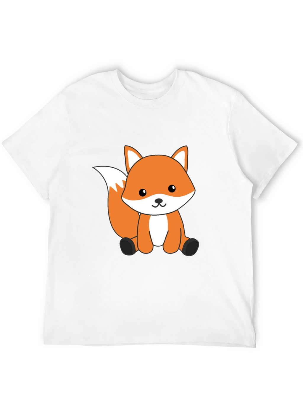 Cute Cartoon Fox Graphic T-Shirt - Black Cotton Tee