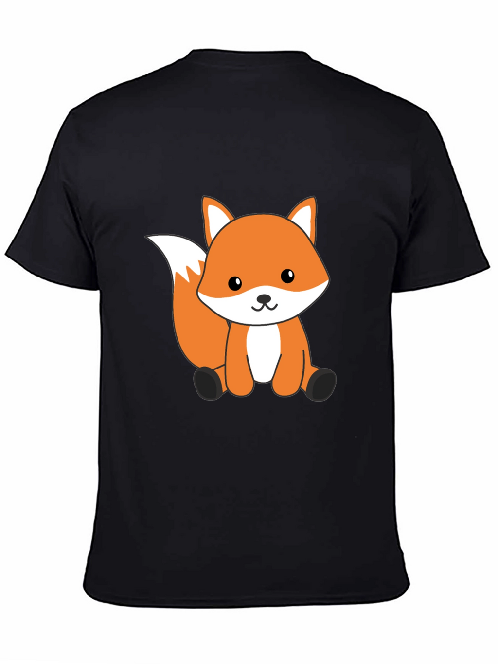 Cute Cartoon Fox Graphic T-Shirt - Black Cotton Tee