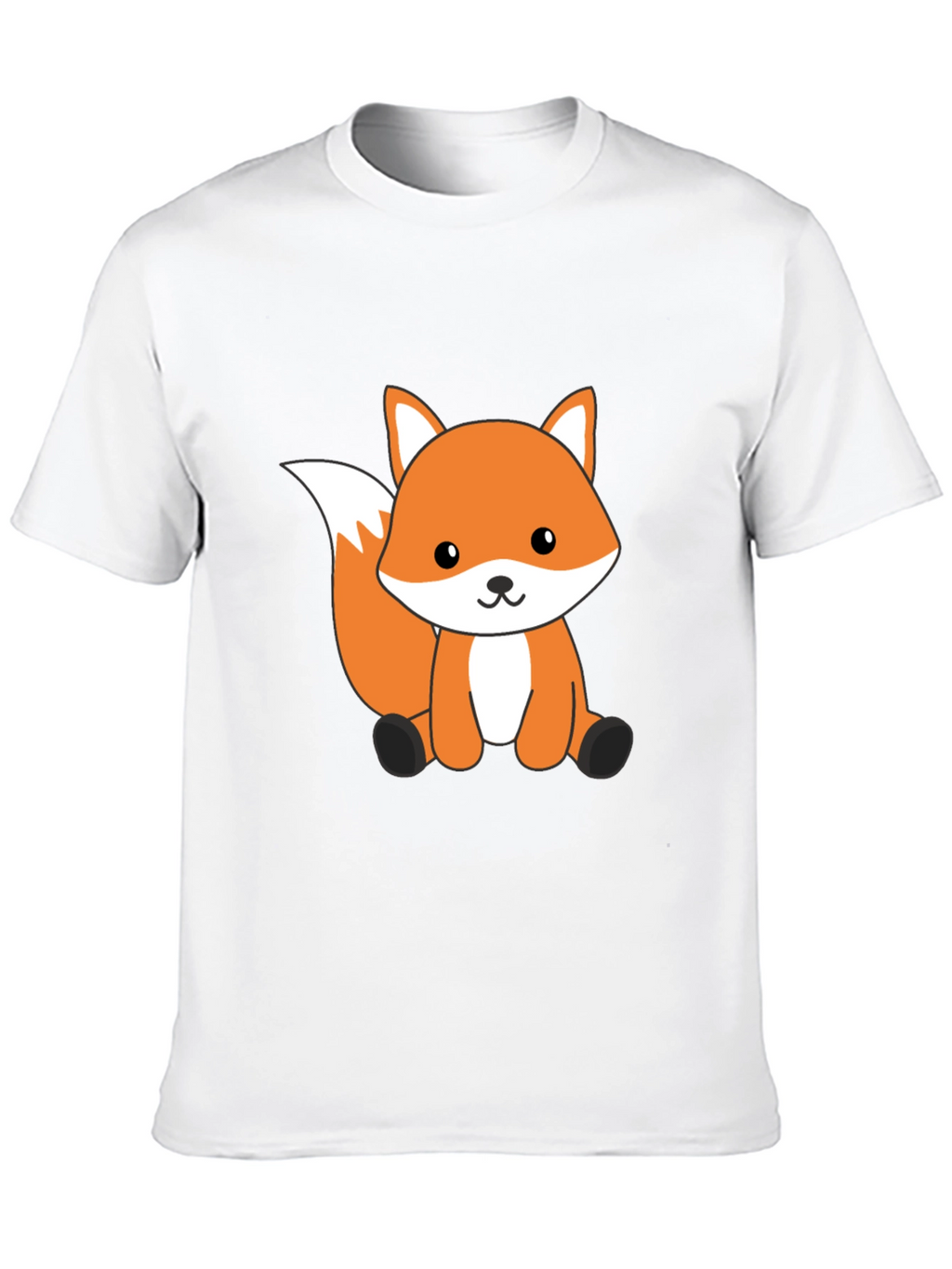 Cute Cartoon Fox Graphic T-Shirt - Black Cotton Tee