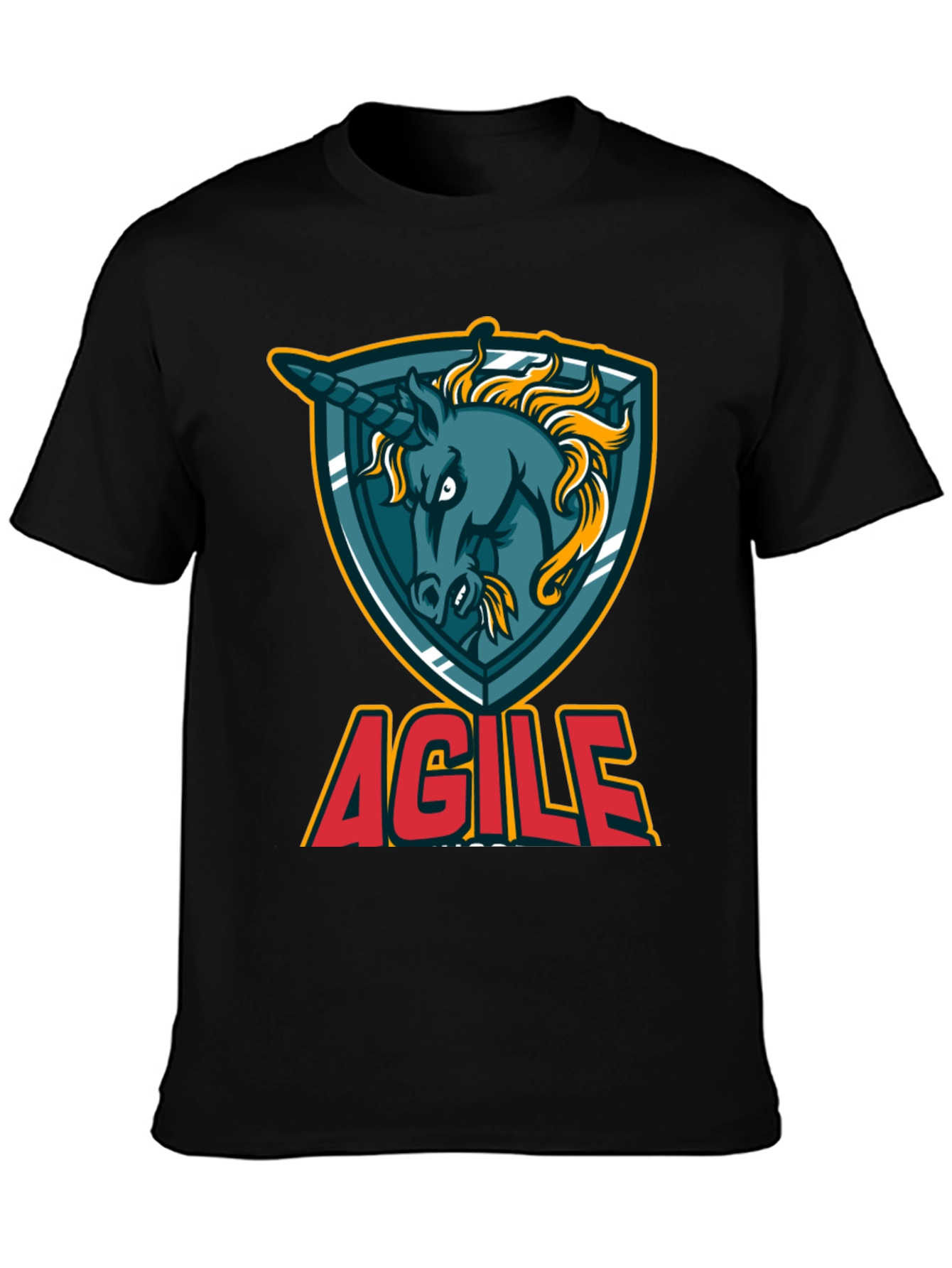 Agile Unicorn Graphic T-Shirt - Black Cotton Tee
