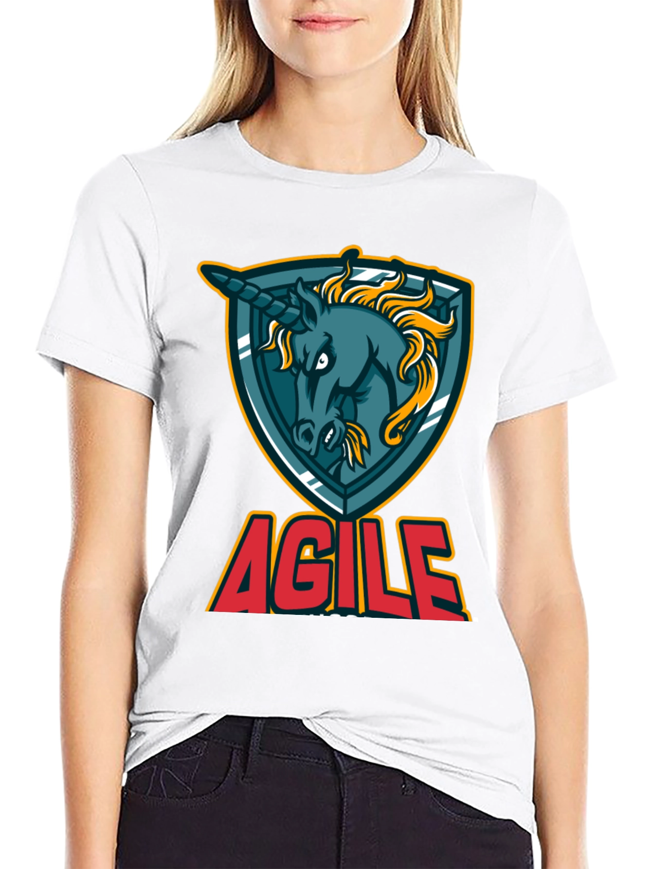 Agile Unicorn Graphic T-Shirt - Black Cotton Tee