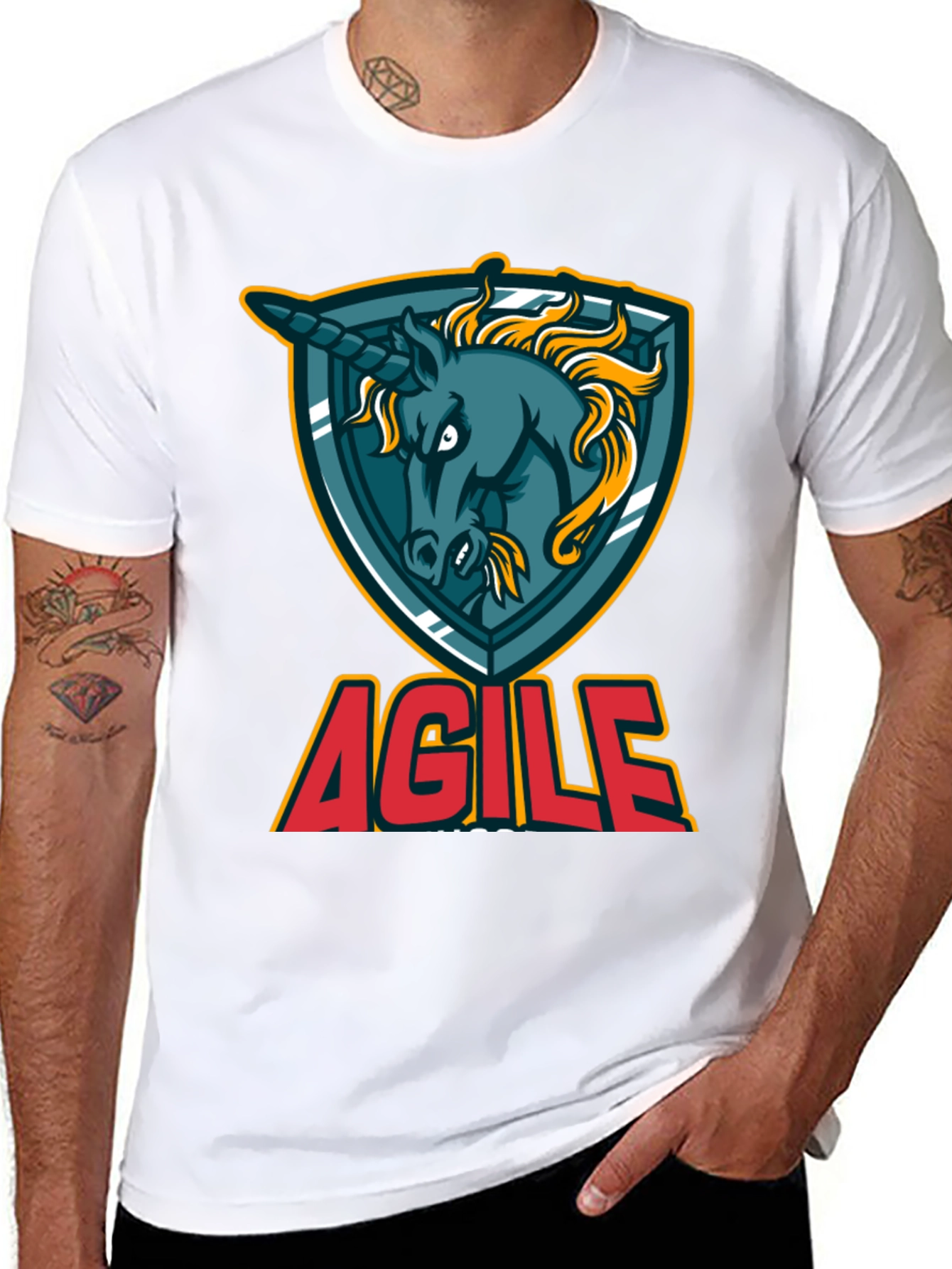 Agile Unicorn Graphic T-Shirt - Black Cotton Tee