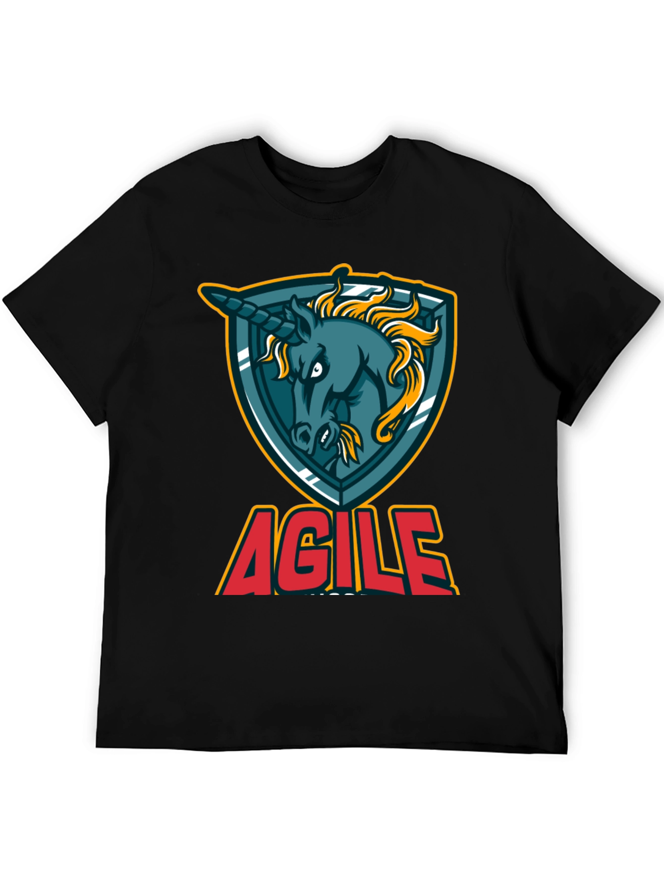 Agile Unicorn Graphic T-Shirt - Black Cotton Tee