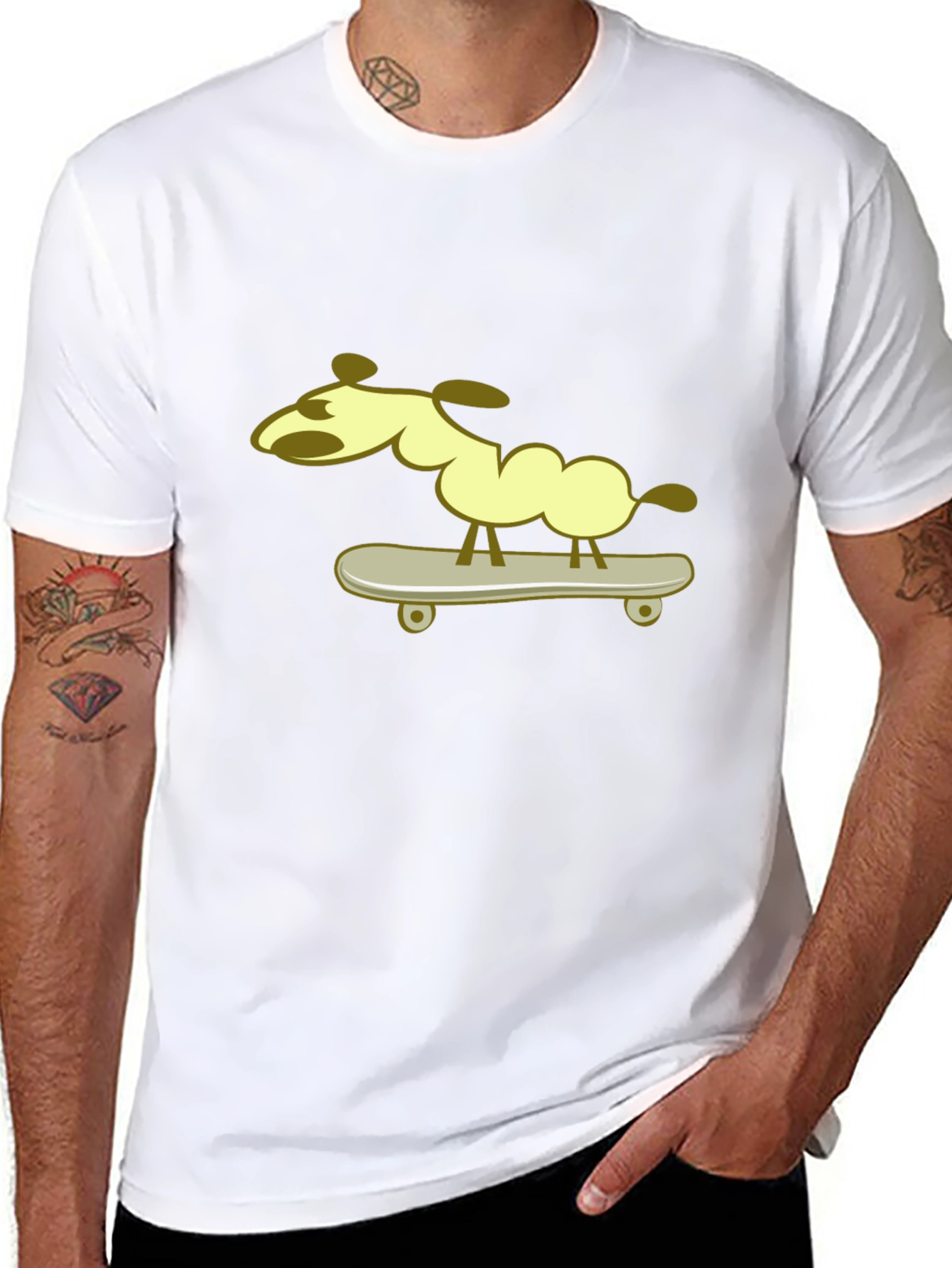 Dog on Skateboard Graphic Tee - Black