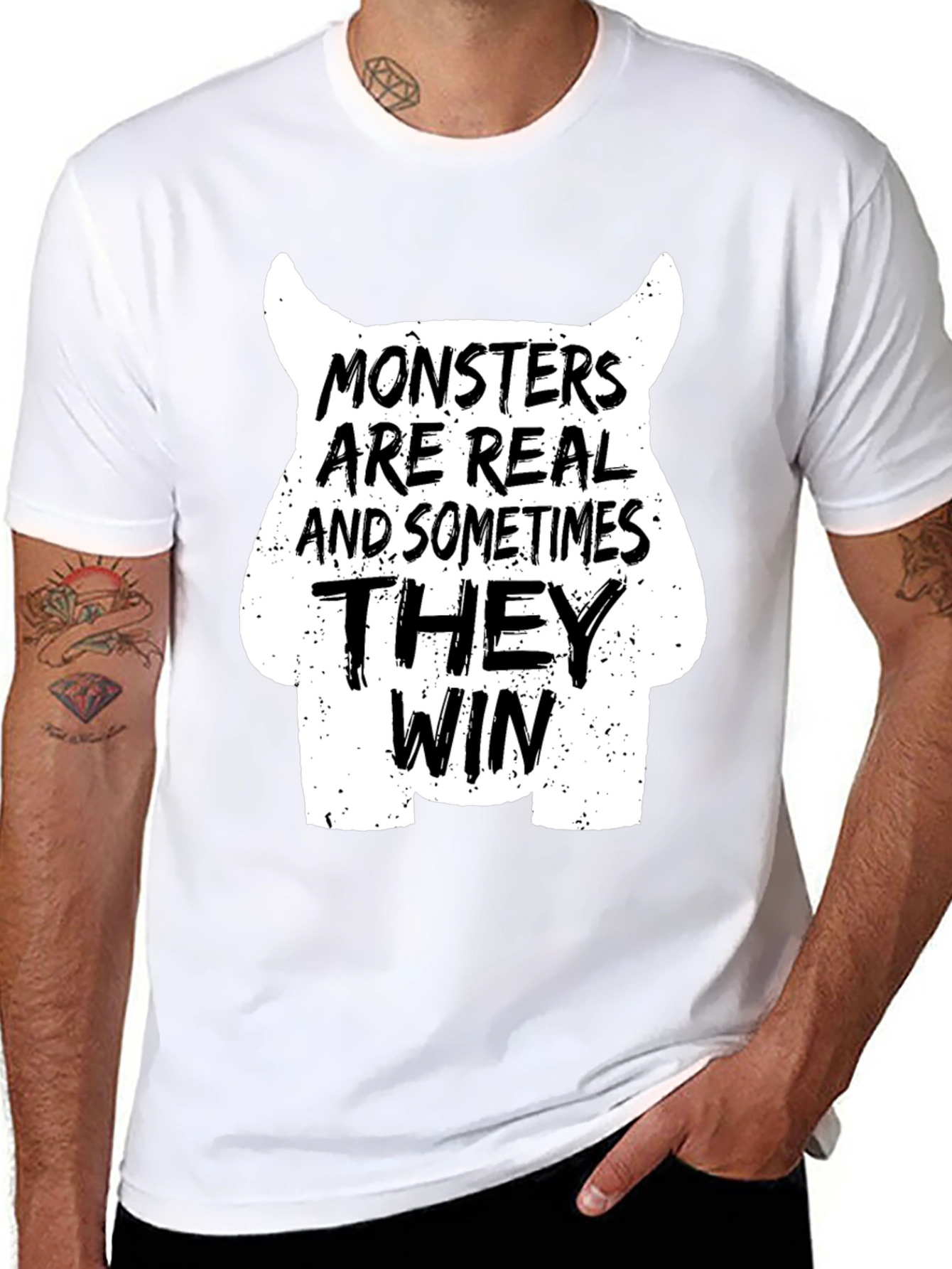 Monsters Are Real Graphic T-Shirt - Black