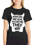 Monsters Are Real Graphic T-Shirt - Black