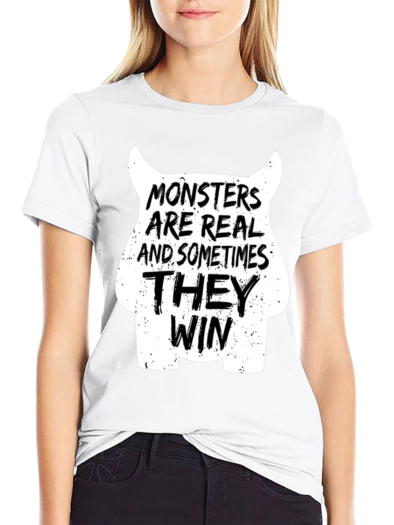 Monsters Are Real Graphic T-Shirt - Black