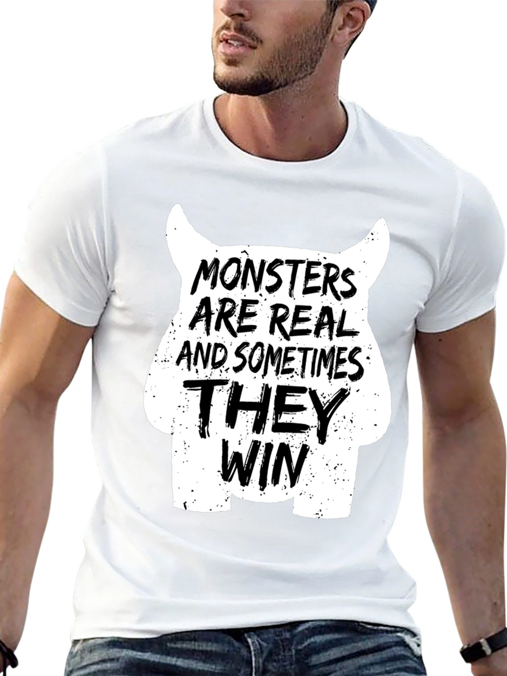 Monsters Are Real Graphic T-Shirt - Black