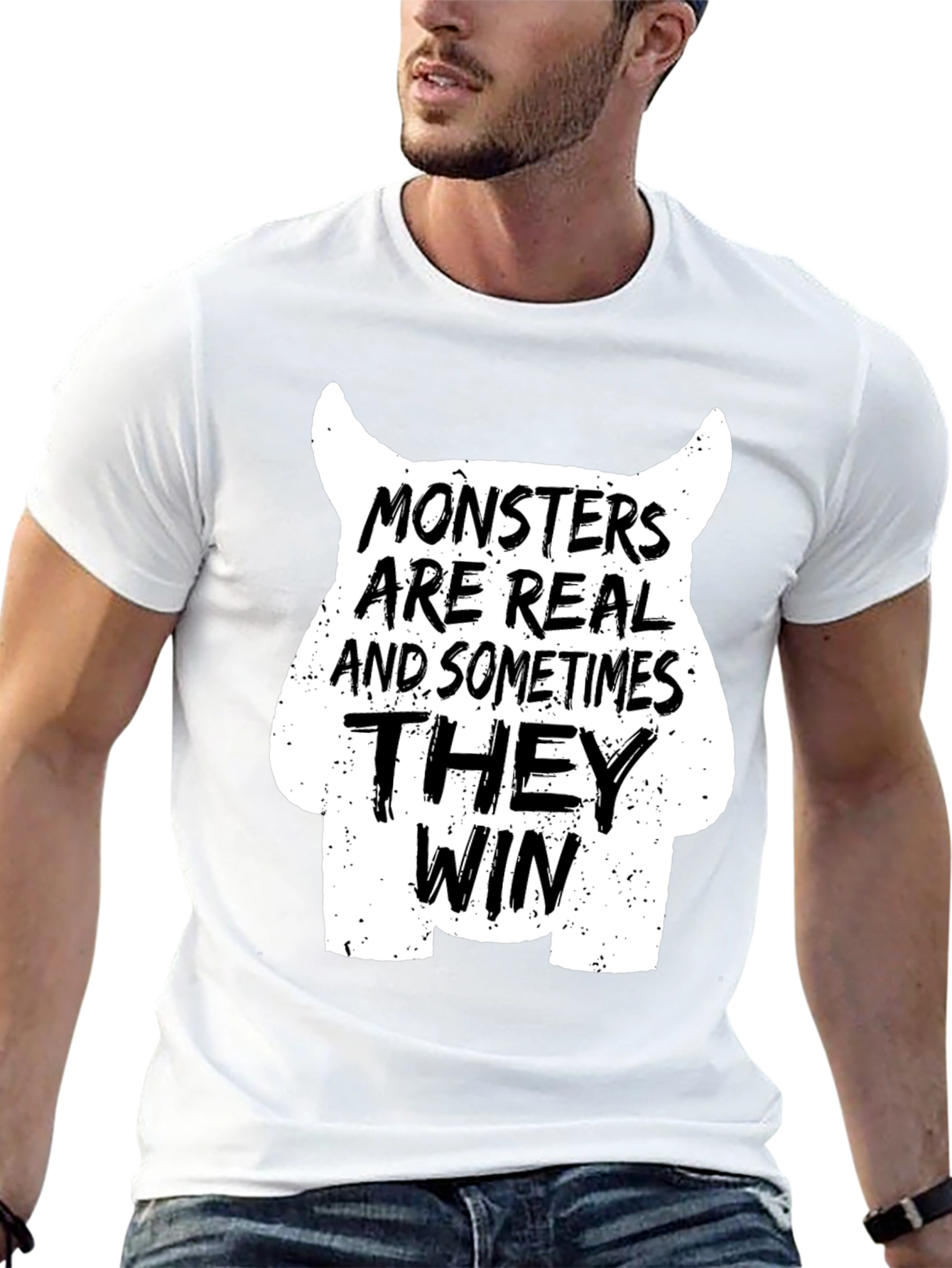 Monsters Are Real Graphic T-Shirt - Black