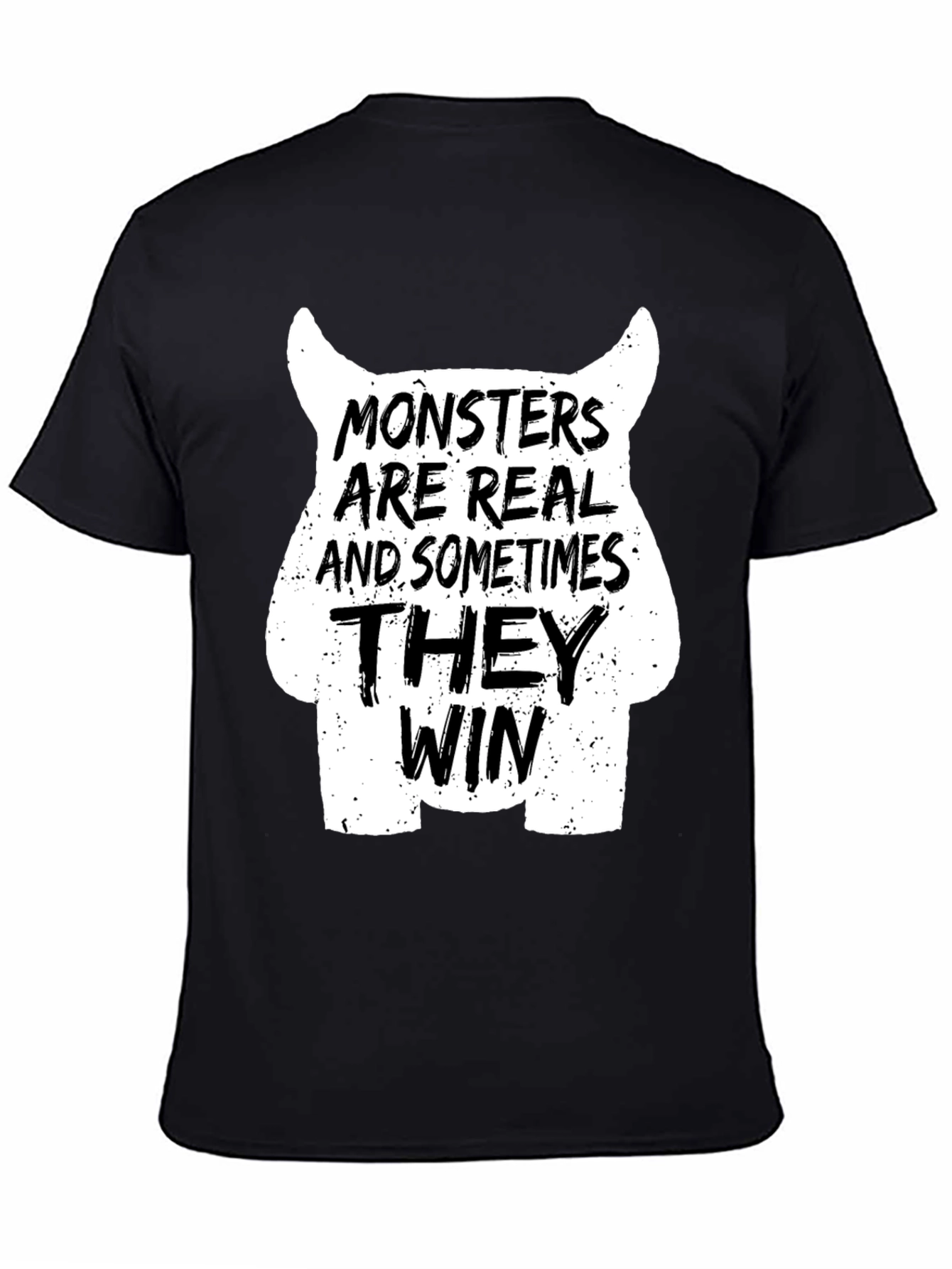 Monsters Are Real Graphic T-Shirt - Black