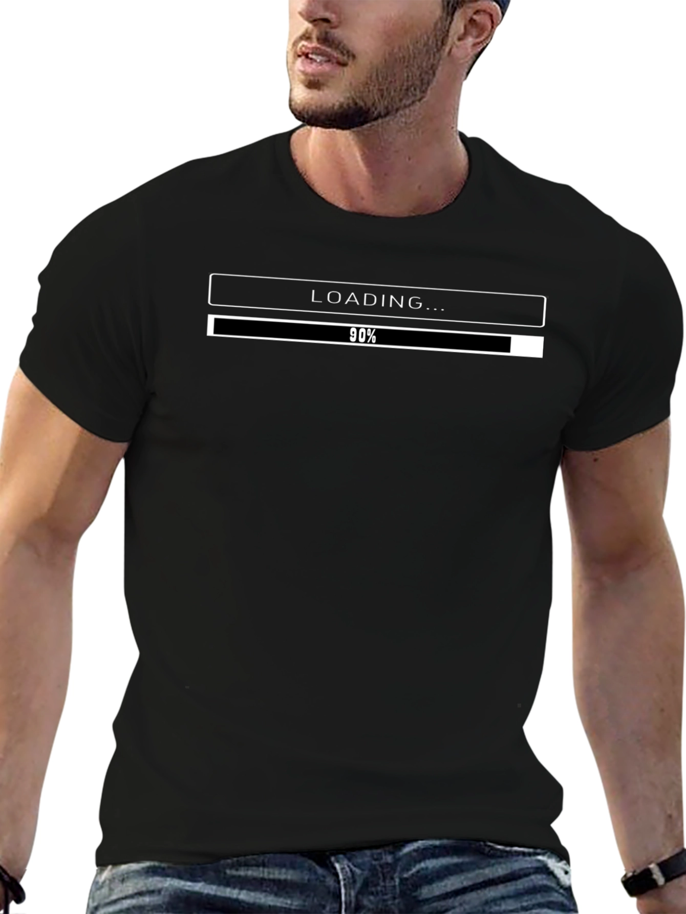 Loading 90% Complete Graphic Tee - Black Cotton T-Shirt