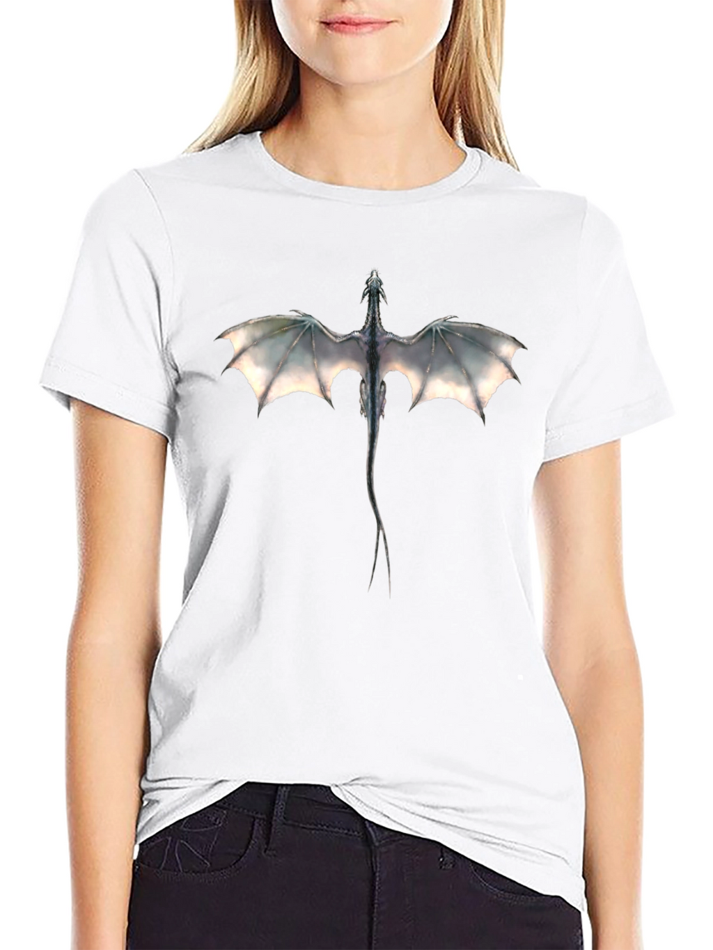 Dragon Graphic Tee - Black Cotton Blend Shirt
