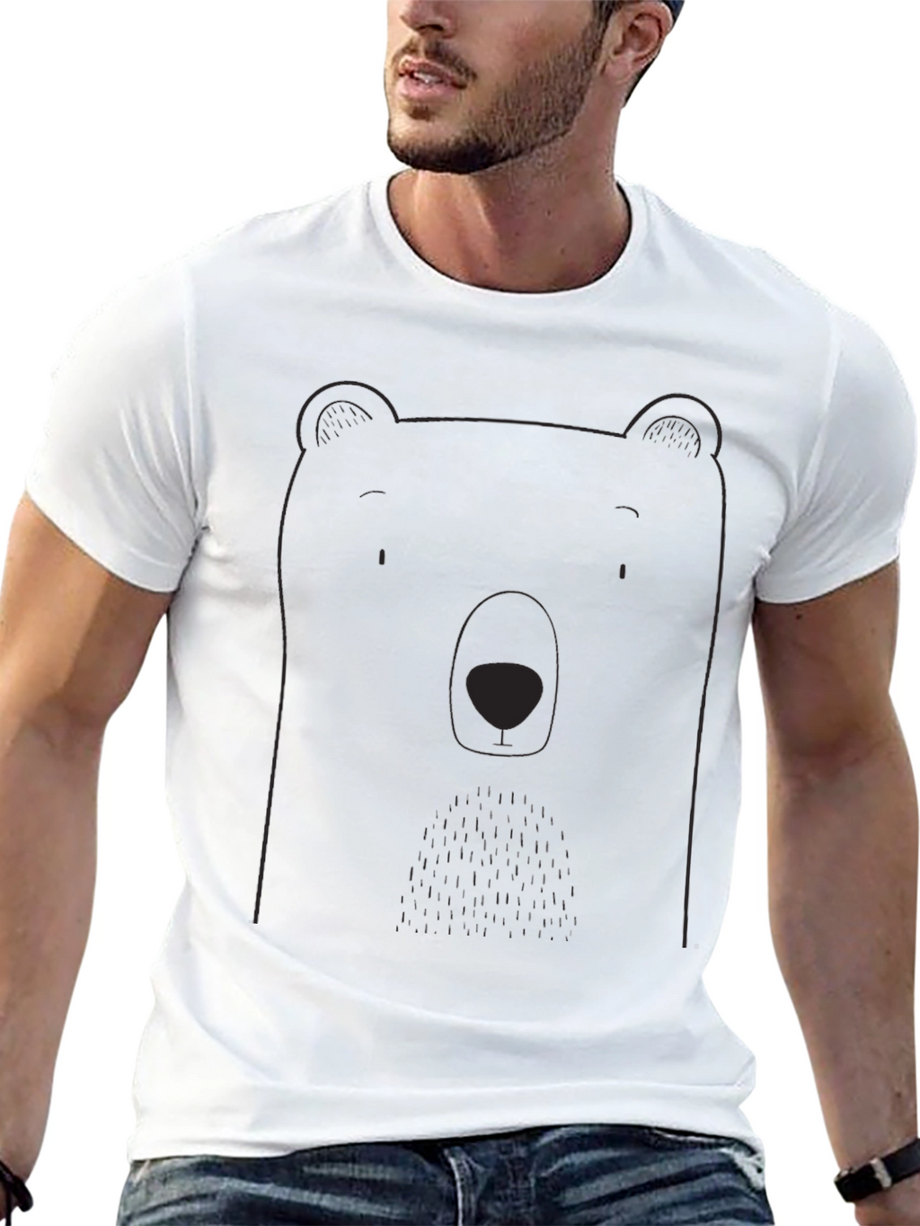 Bear Graphic Tee - Mens Black Casual Shirt