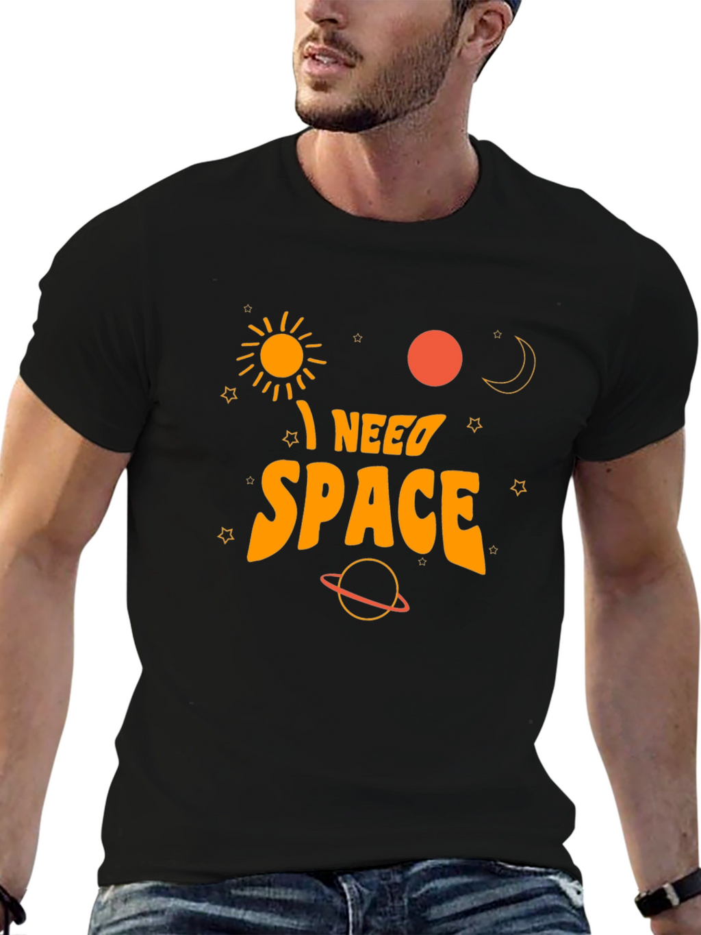 I Need Space Graphic T-Shirt - Black