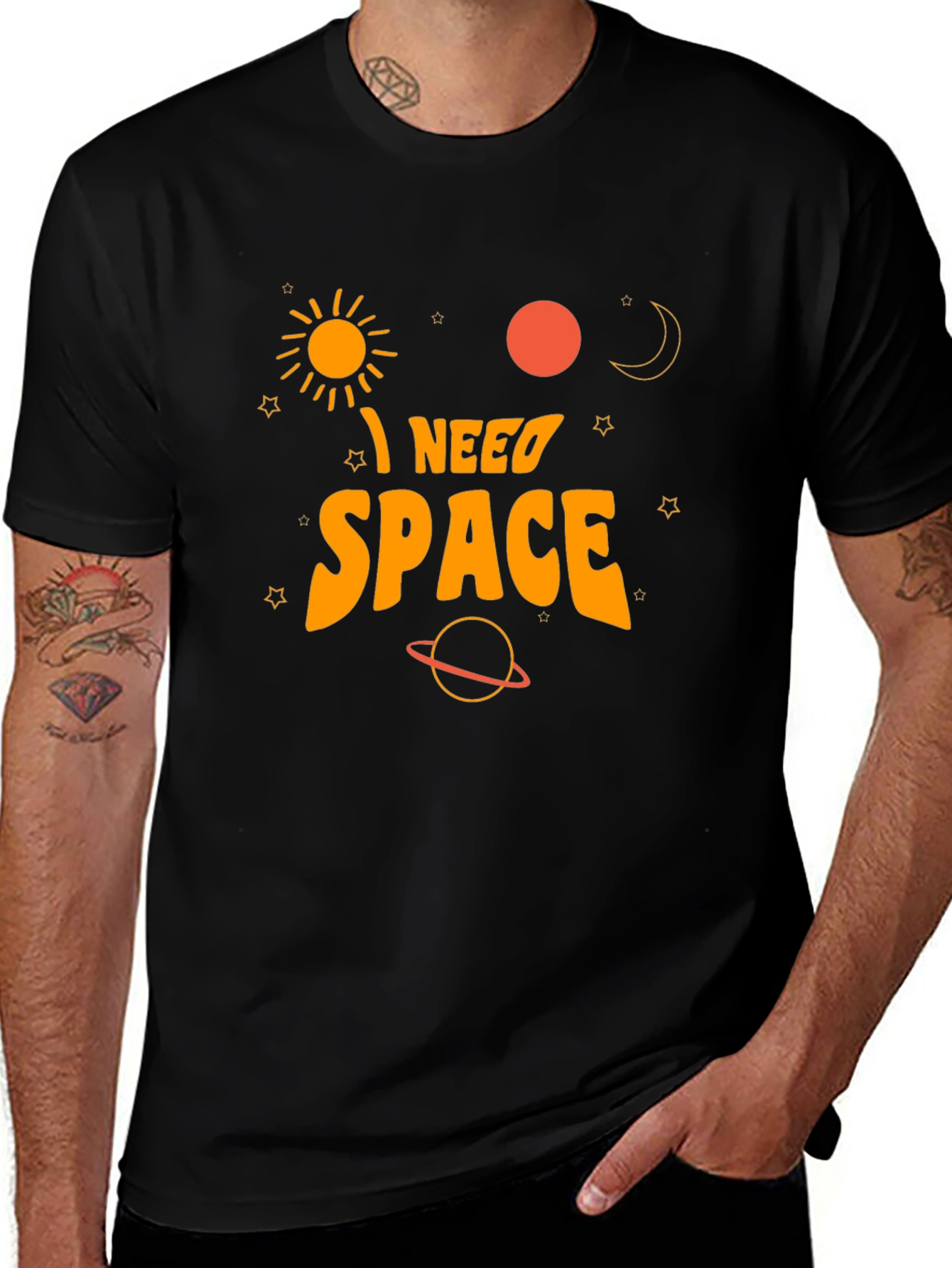 I Need Space Graphic T-Shirt - Black