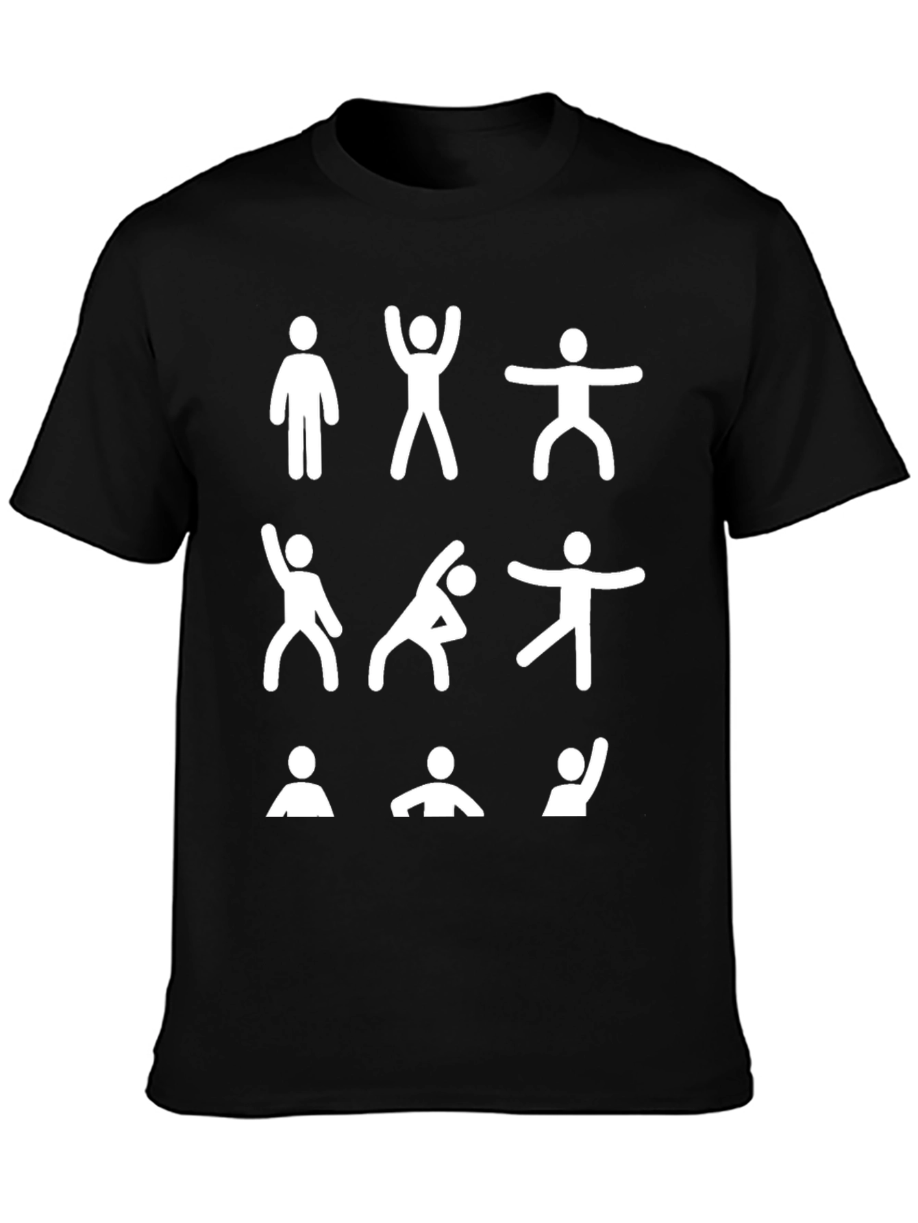 Funny Stick Figure Exercise Black T-Shirt