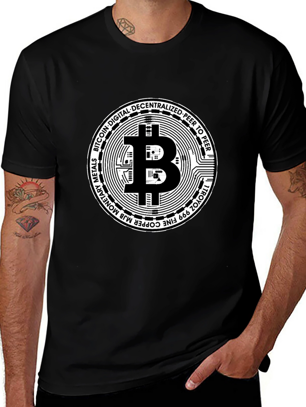 Bitcoin Cryptocurrency Black Graphic T-Shirt