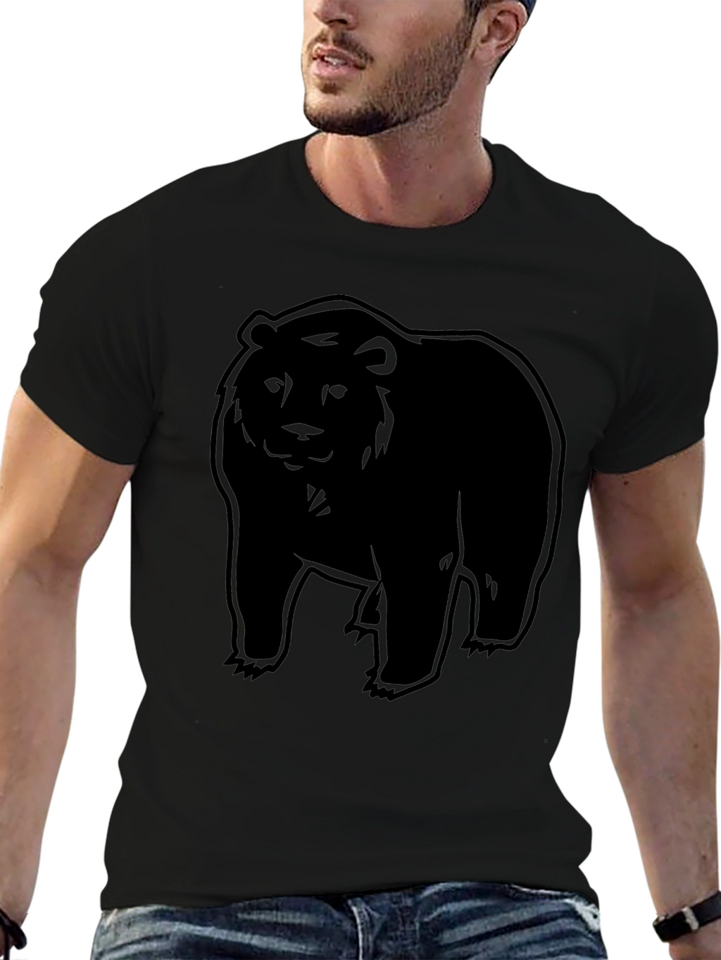 Black Bear Graphic Print Crew Neck T-Shirt