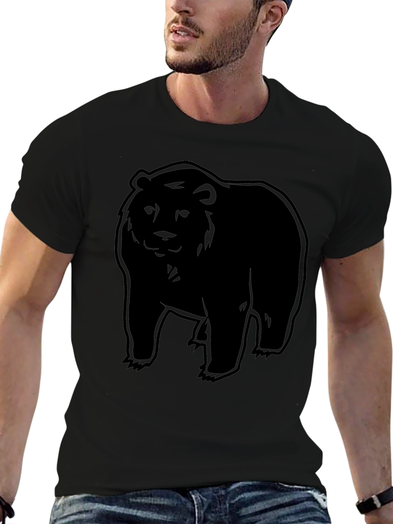 Black Bear Graphic Print Crew Neck T-Shirt