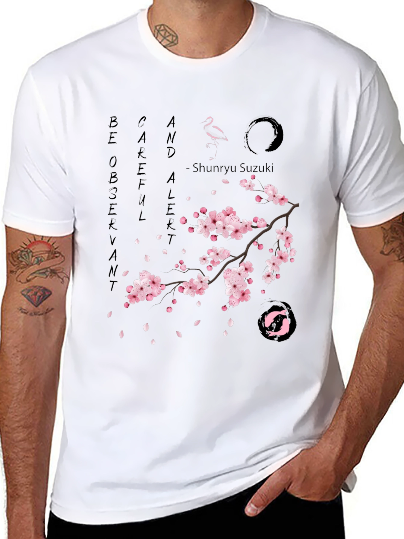 Zen T-Shirt - Be Observant Careful Alert - Sakura
