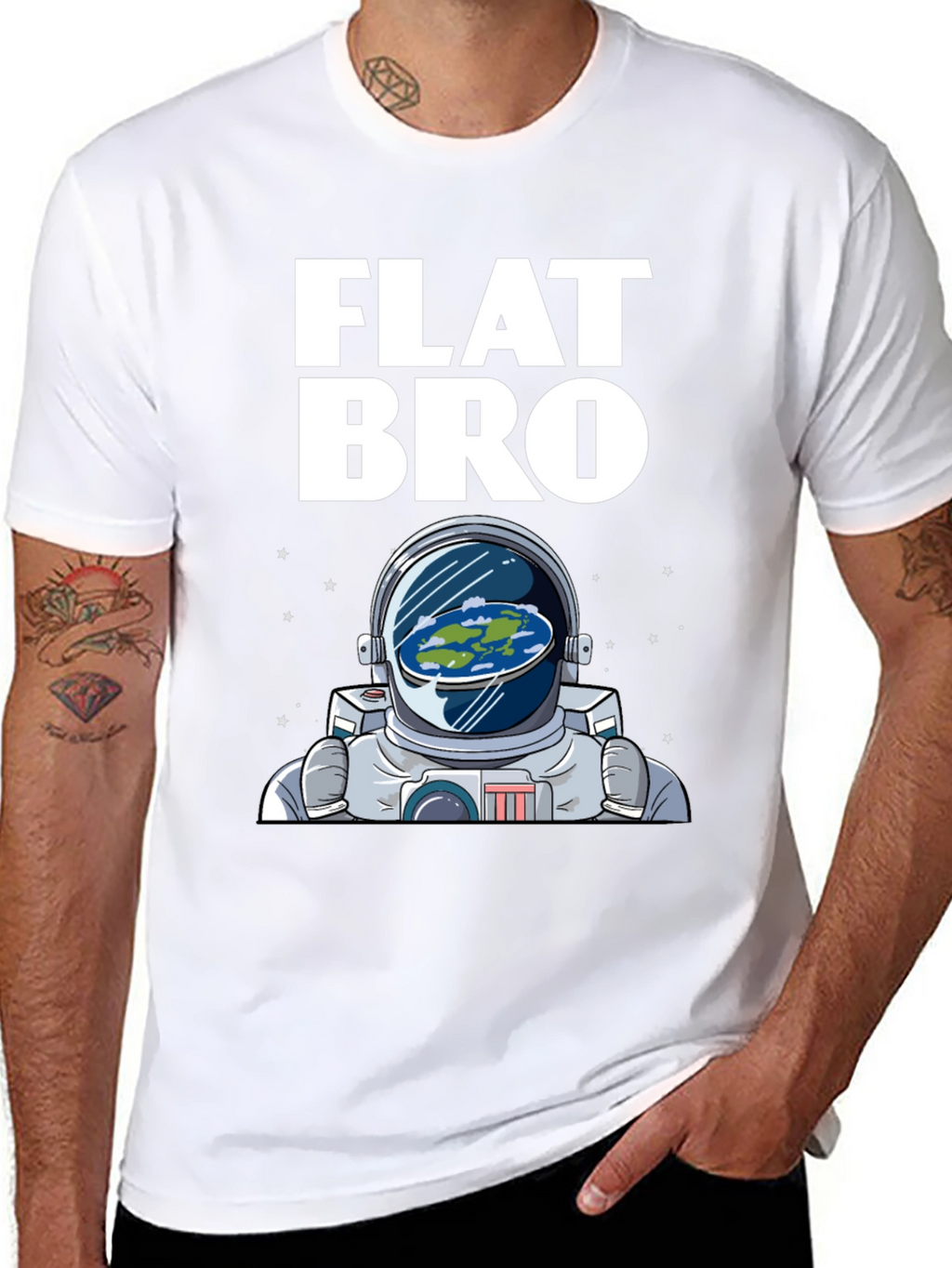 Flat Bro T-Shirt - Astronaut & Flat Earth Design