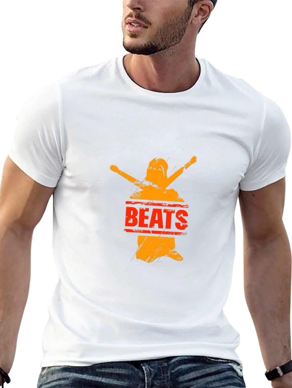 Black Graphic T-Shirt - Beats Design